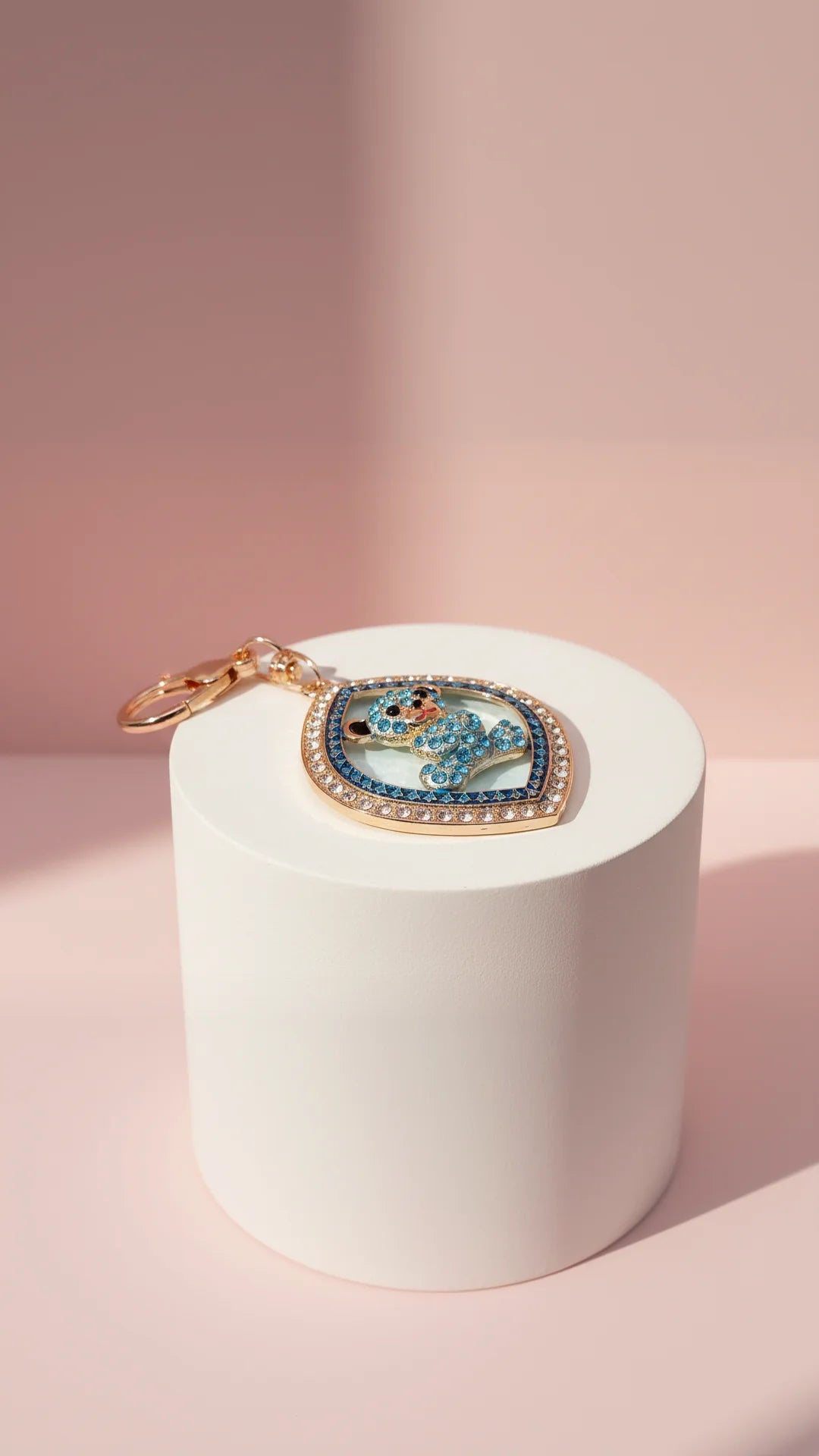 Oval Teddy Crystal Key Ring & Bag Charm