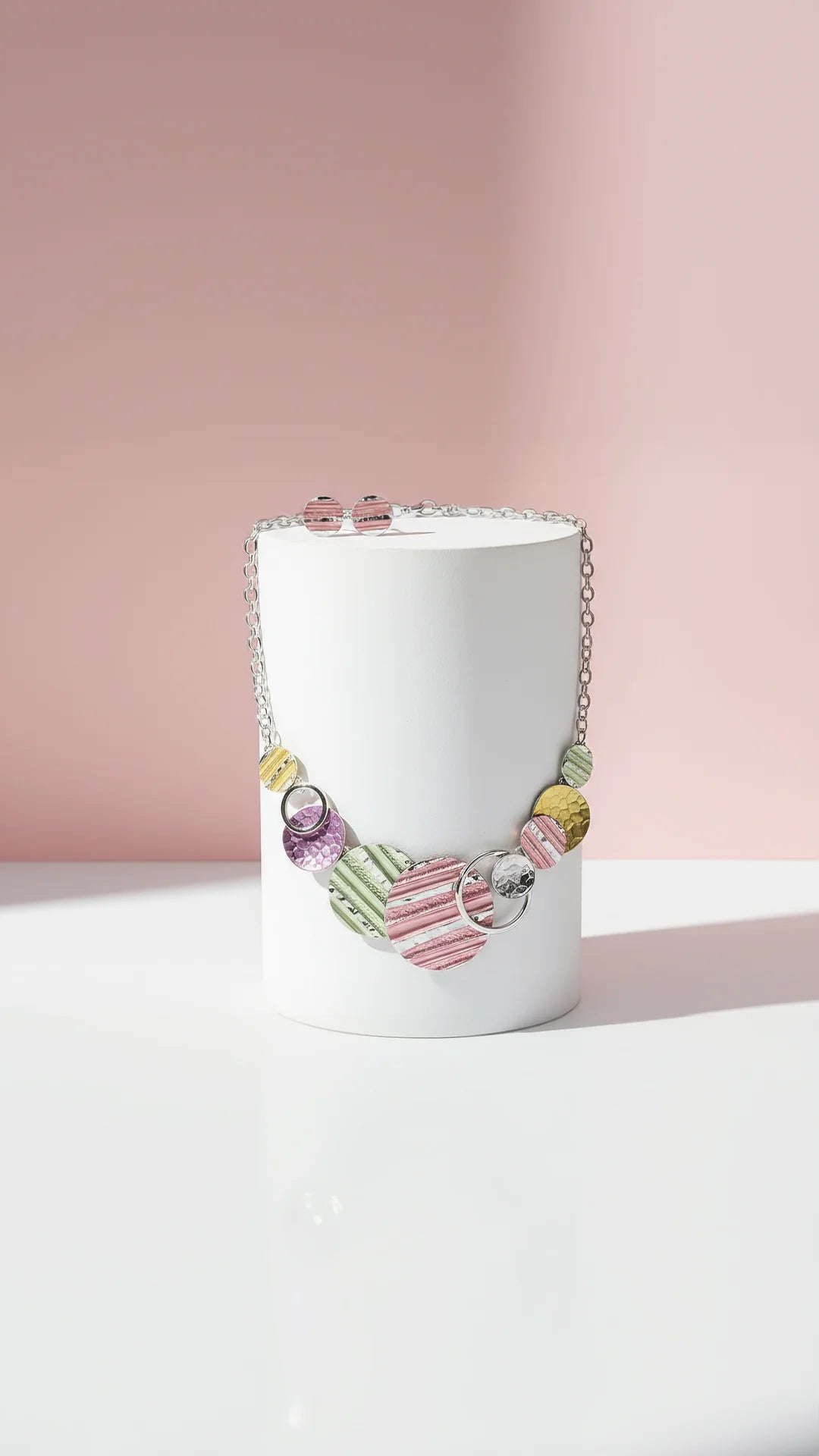 Abstract Disc Necklace & Earrings Set