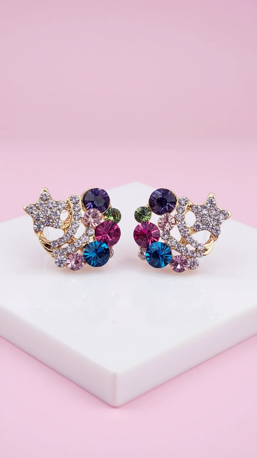 Star Cluster Crystal Stud Earrings