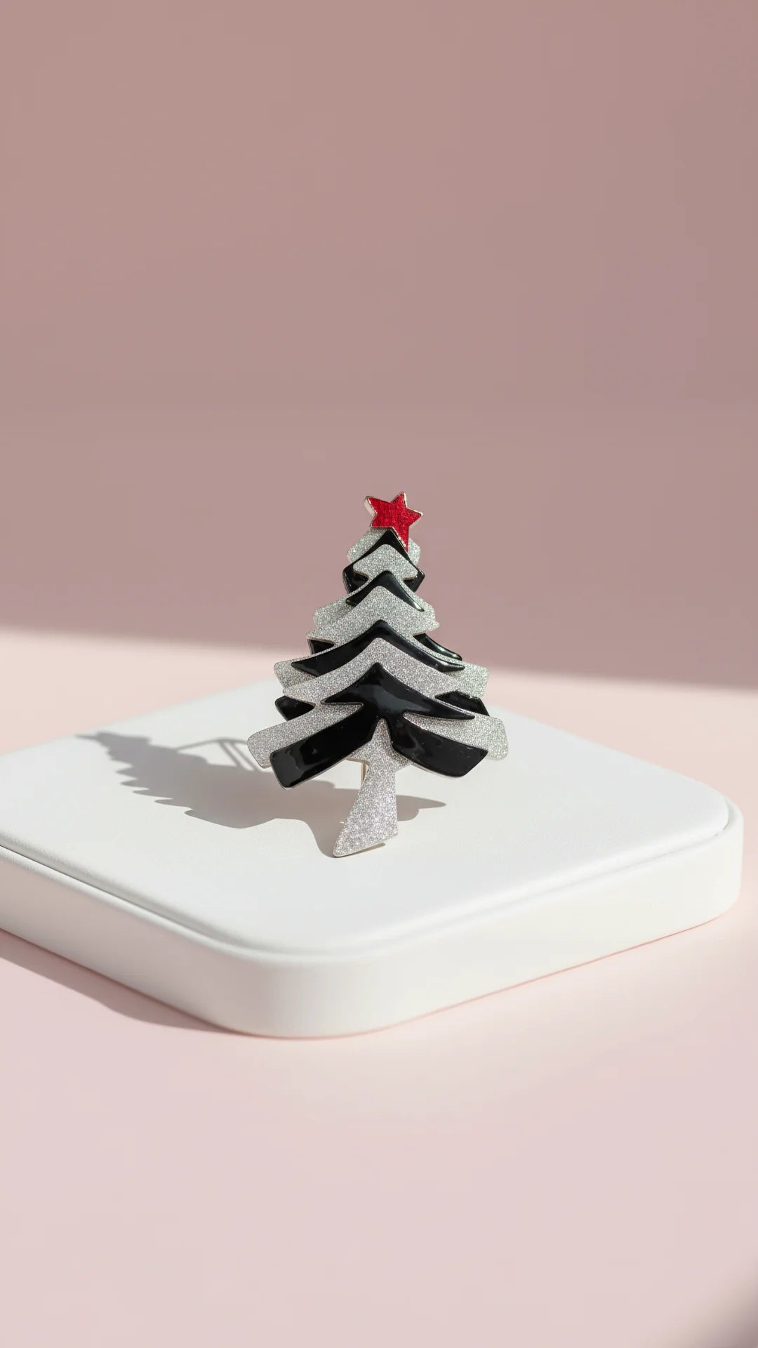 Acrylic Sparkly Christmas Tree Festive Brooch