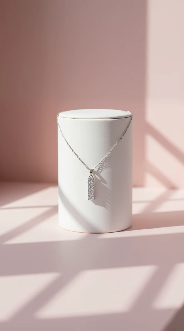 Oblong Crystal Pendant Necklace