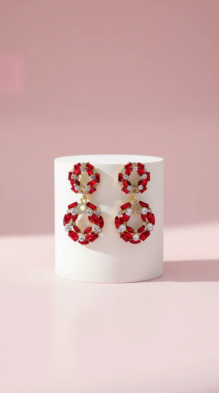 Round Crystal Drop & Dangle Earrings