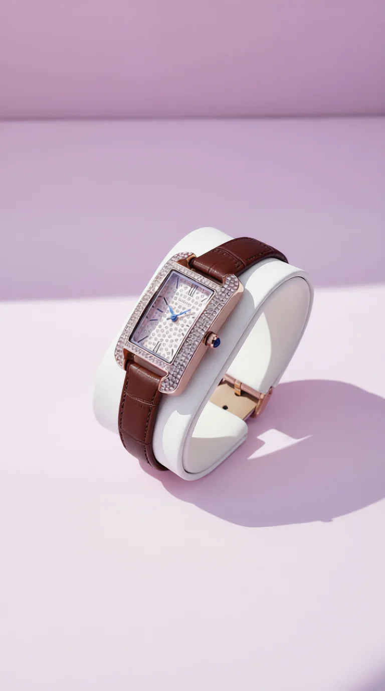 Crystal Bezel Oblong Face Watch