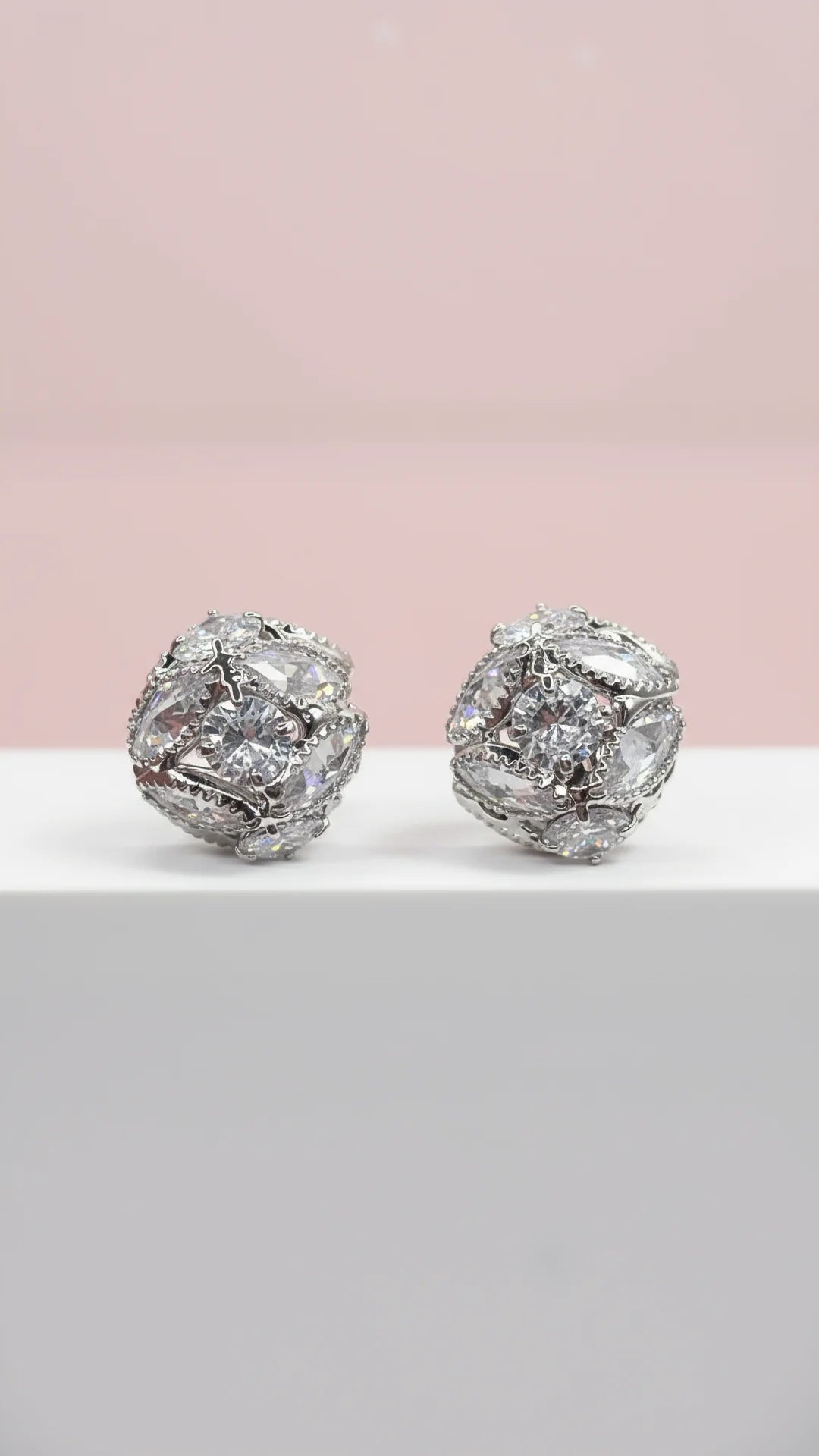Cluster Crystal Ball Stud Earrings