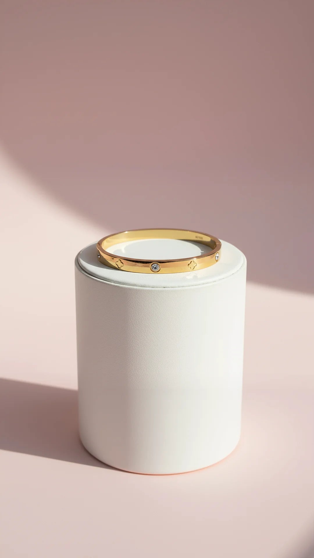 Stainless Steel Gold Clover Love Bangle