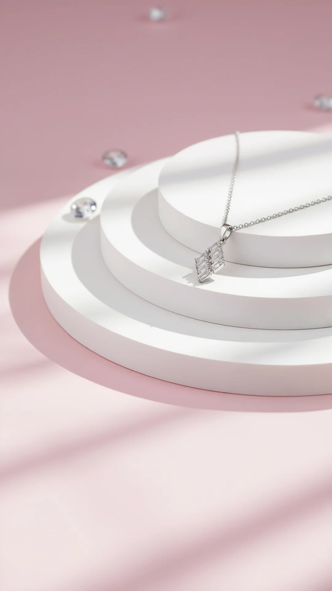 Baguette Cut Crystal Pendant Necklace