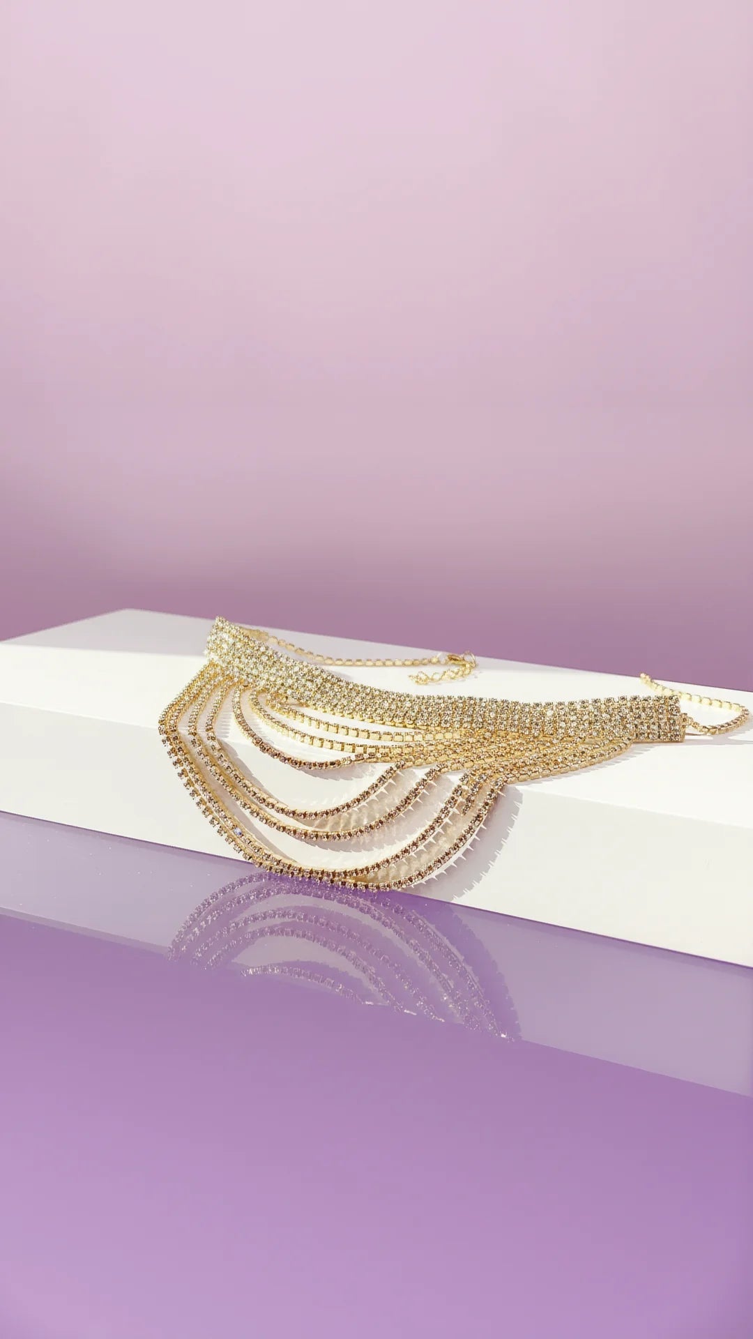 Layered Diamante Crystal Choker Necklace