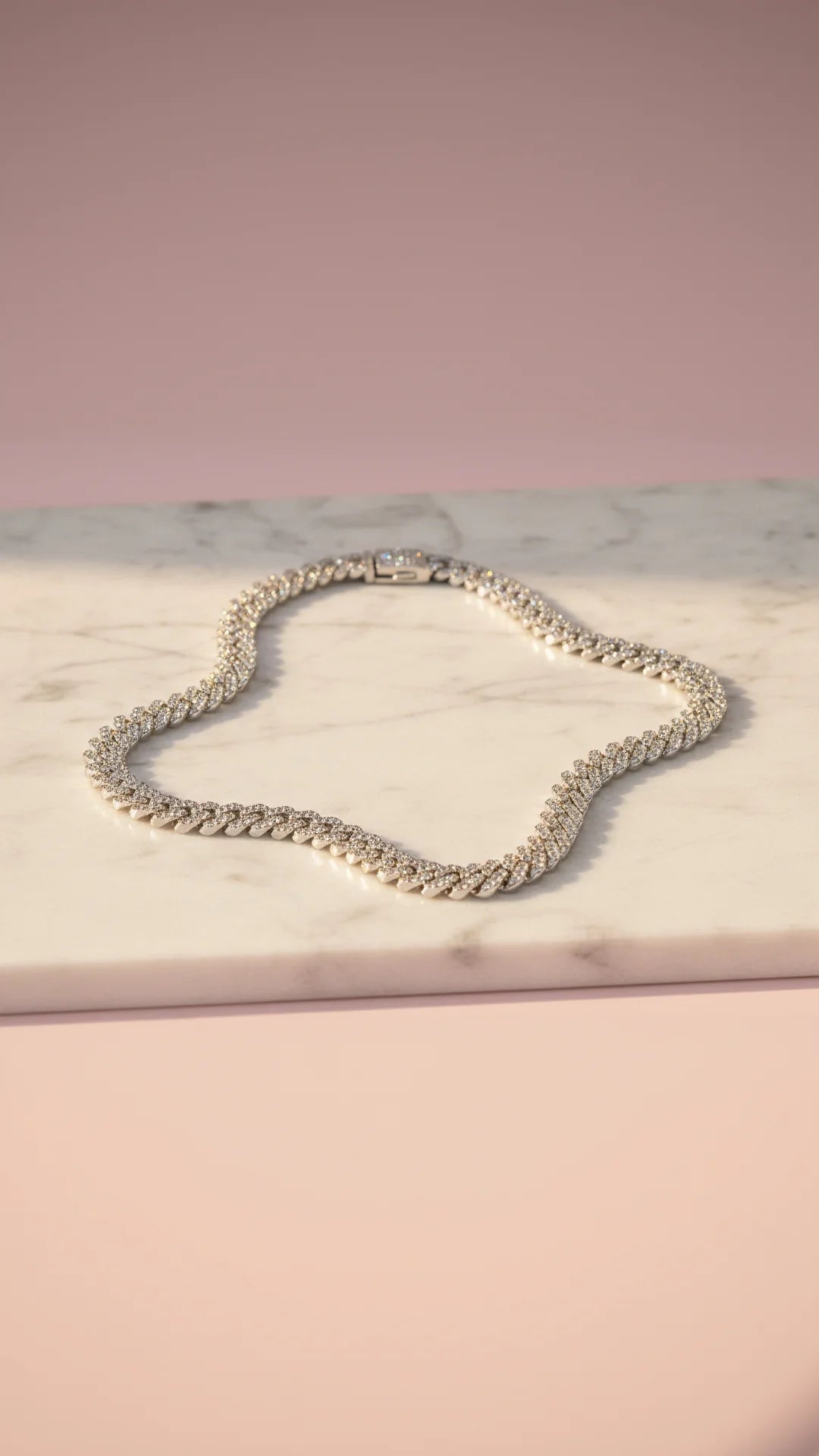 Crystal Stainless Steel Link Necklace Chain