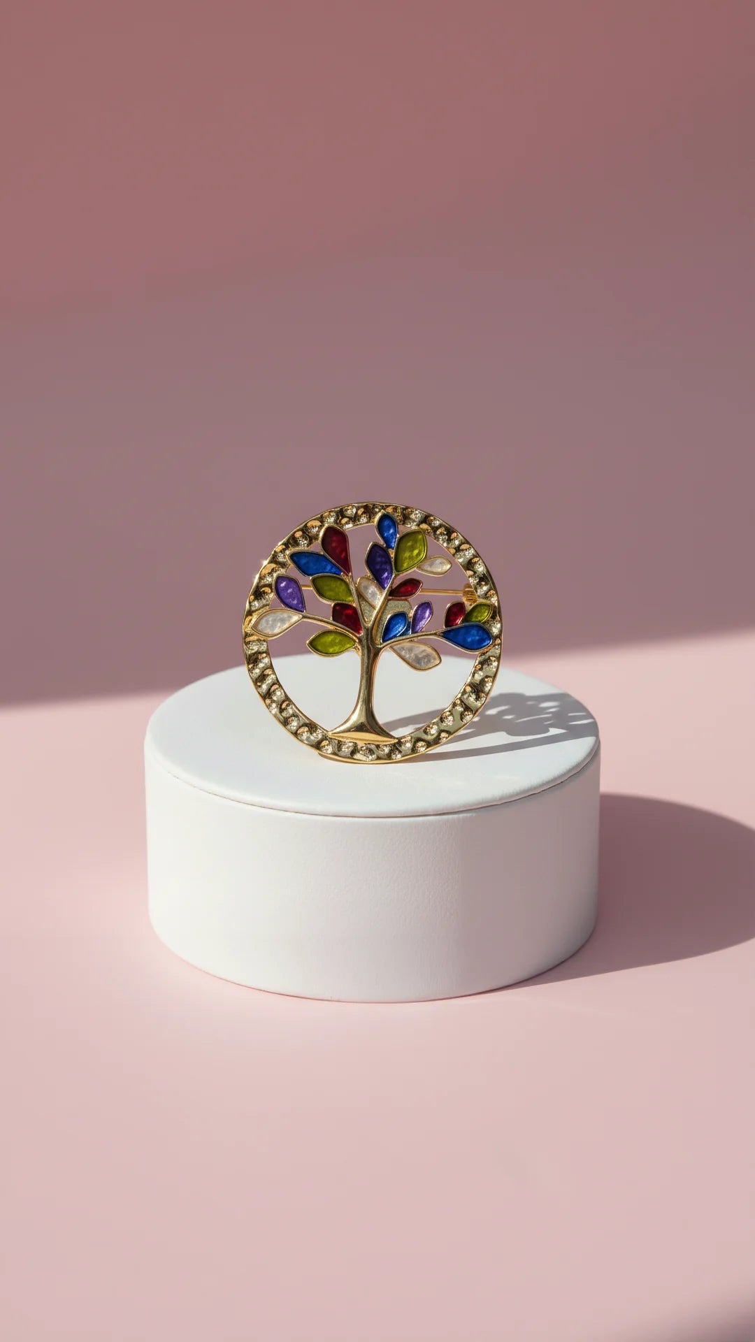 Tee Of Life Hammered Enamel Magnetic Brooch