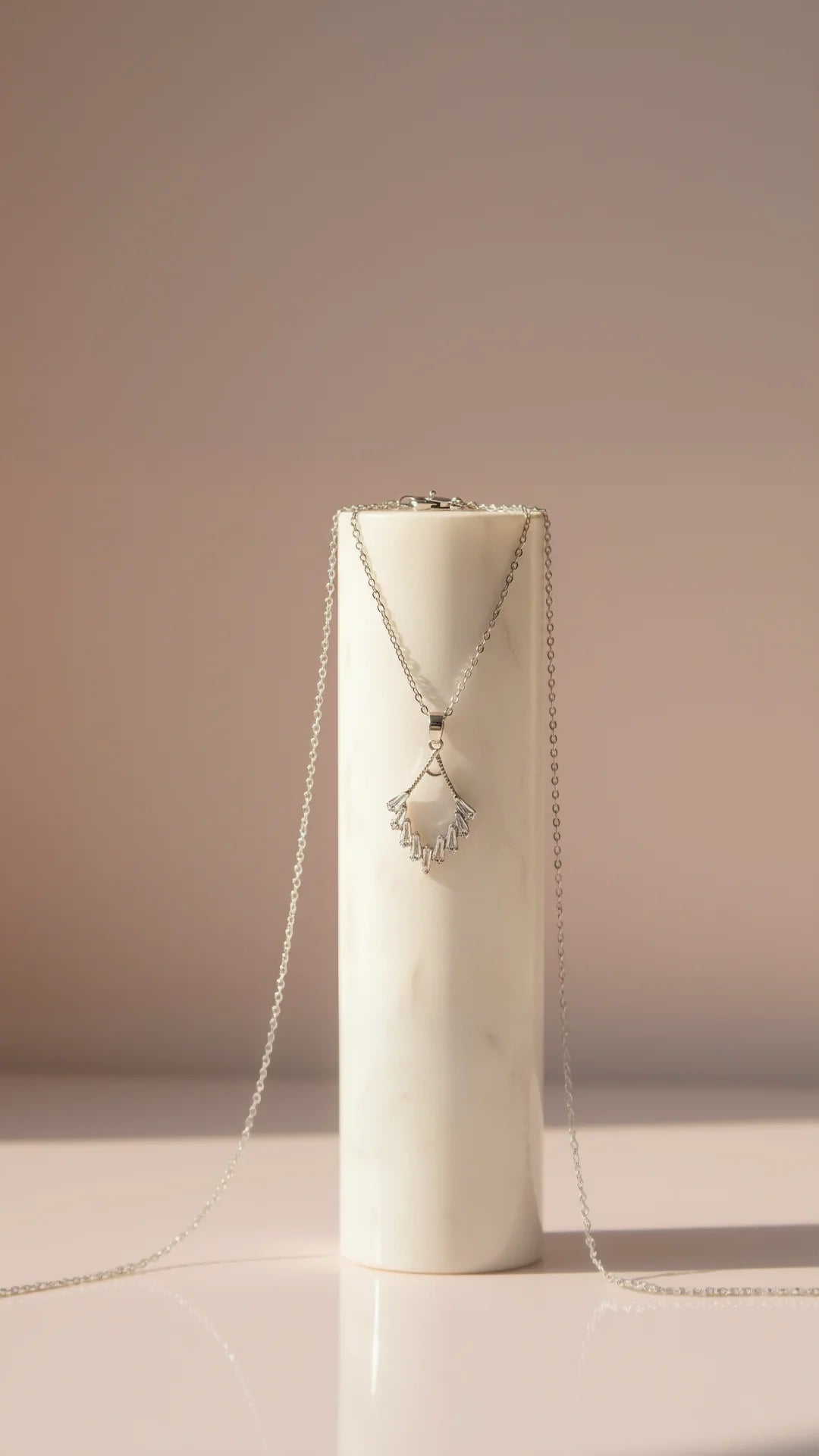 Baguette Cut Fan Crystal Pendant Necklace