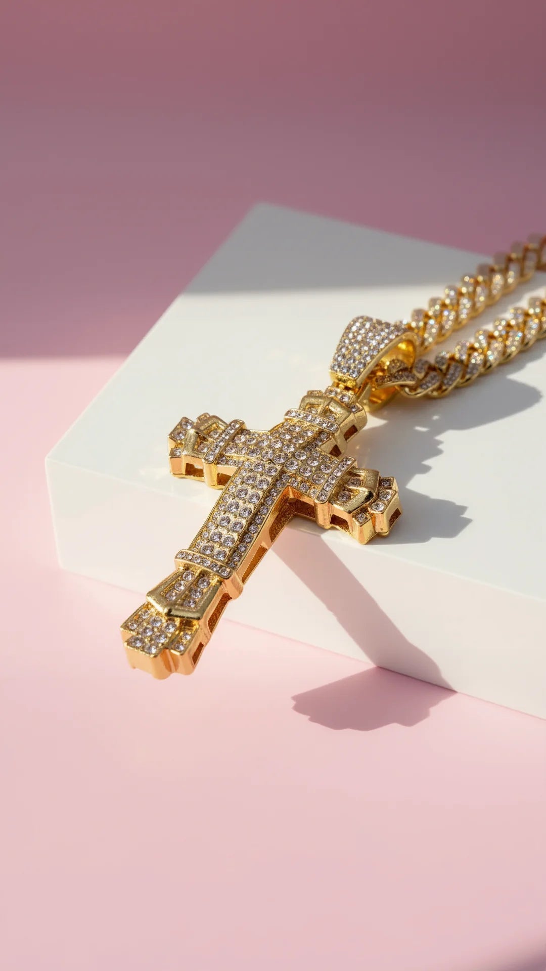 Magnum Stainless Steel Crystal Cross Necklace