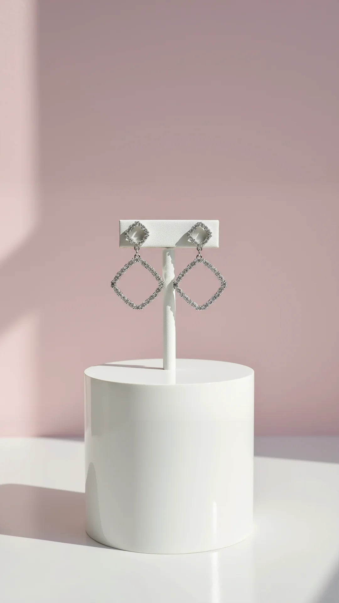 Square Layered Crystal Drop & Dangle Earrings