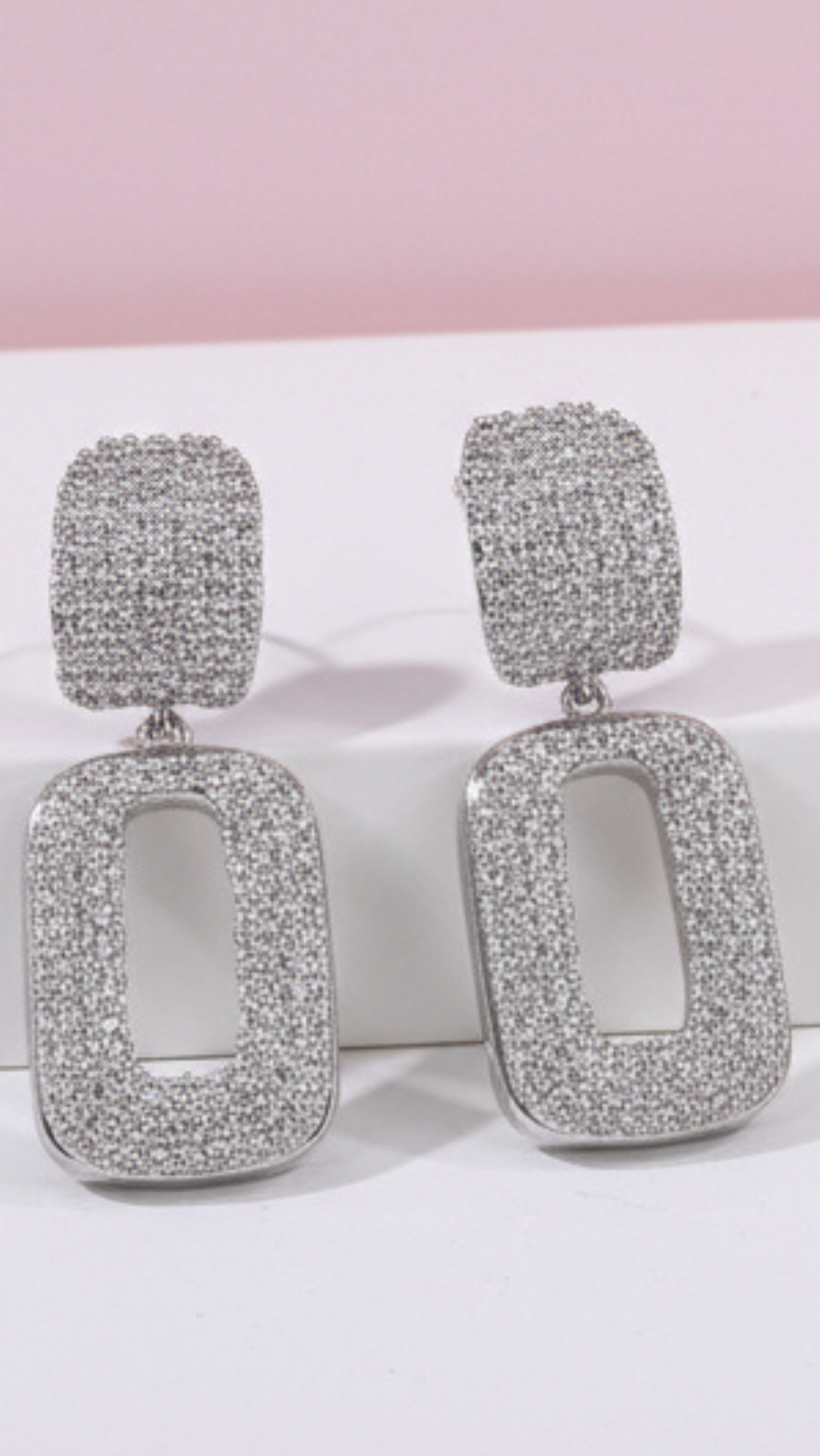 Crystal Micro Pavé Oblong Drop & Dangle Earrings