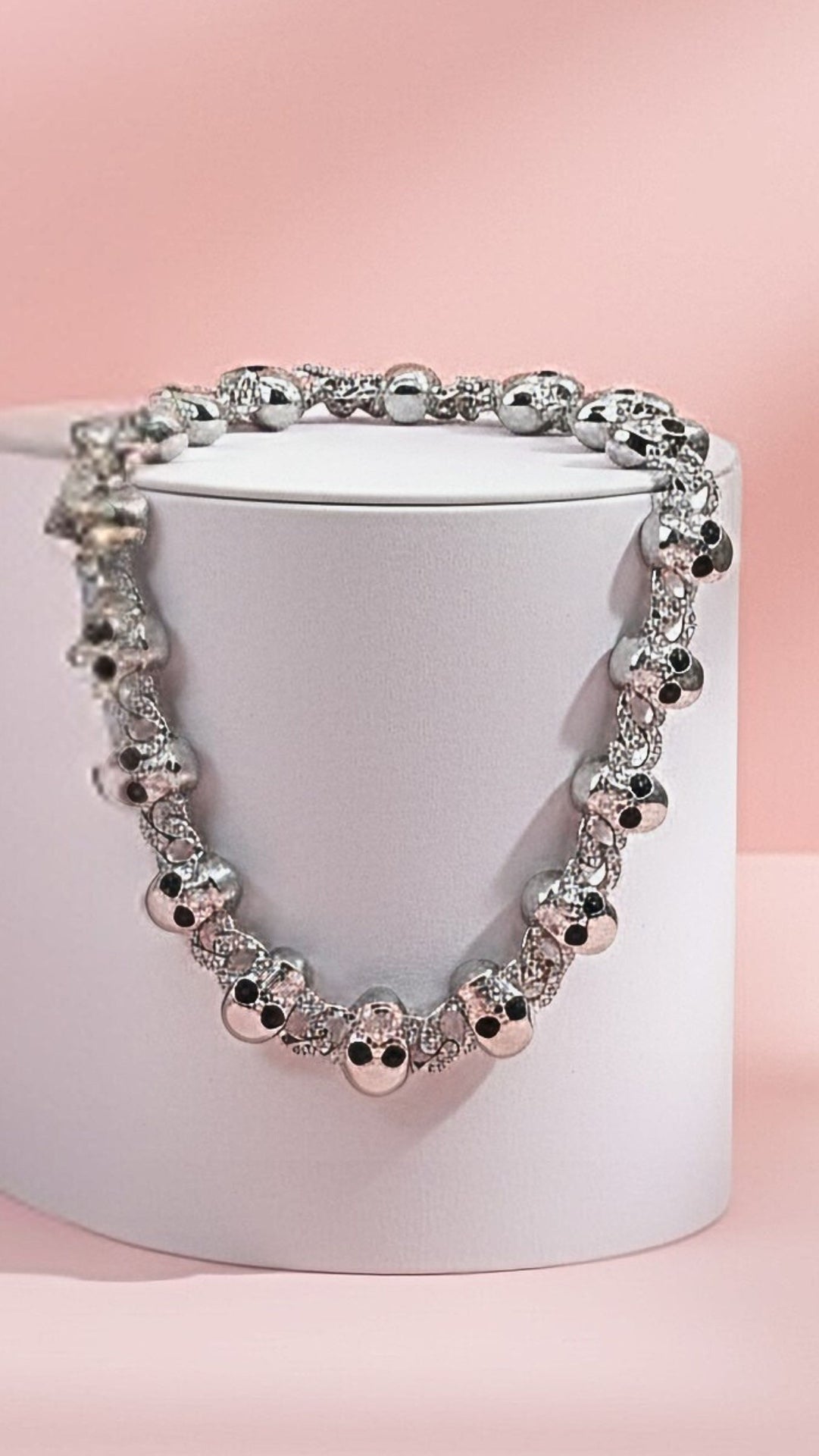 Skull Link Crystal Clasp Necklace