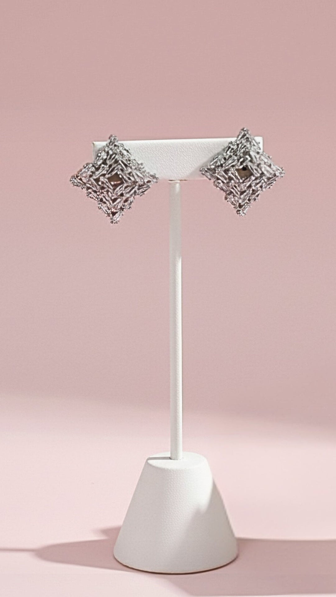 Square Baguette Cut Crystal Stud Earrings