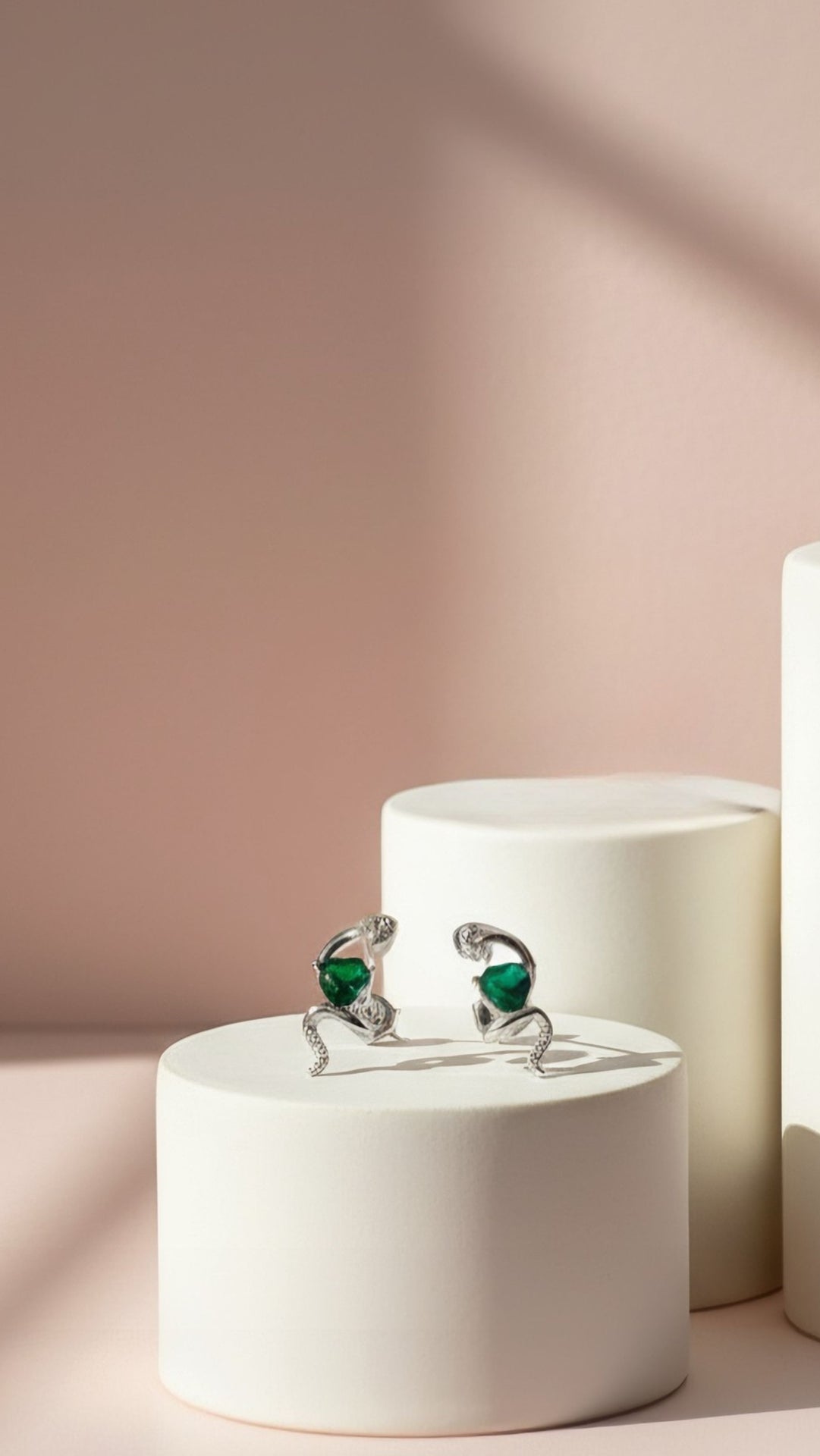 Snake & Heart Crystal Stud Earrings