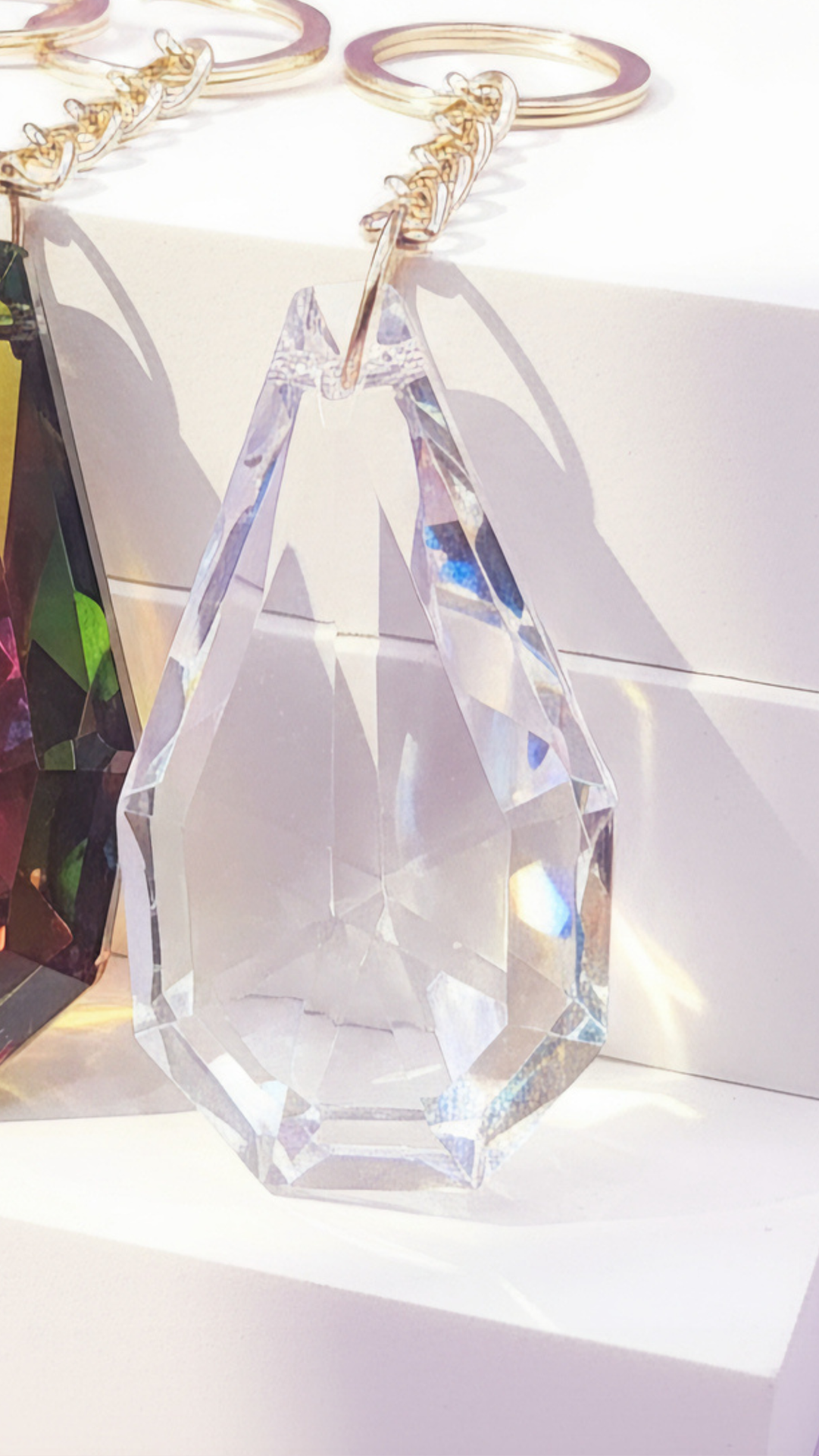 Faceted Prismatic Iridescent Crystal Key Ring & Bag Charm