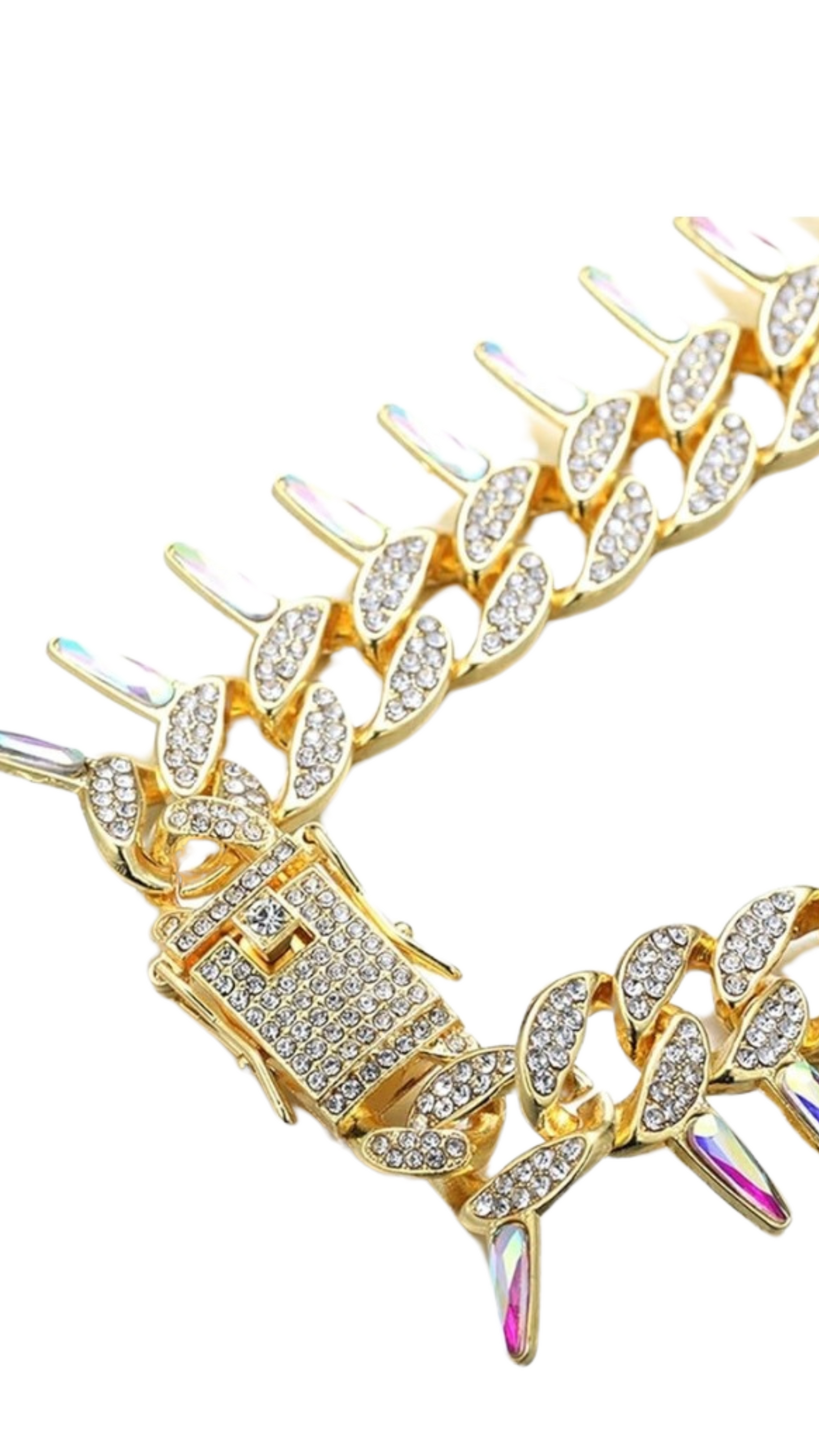 Iced Out Crystal Bling Spike Chain