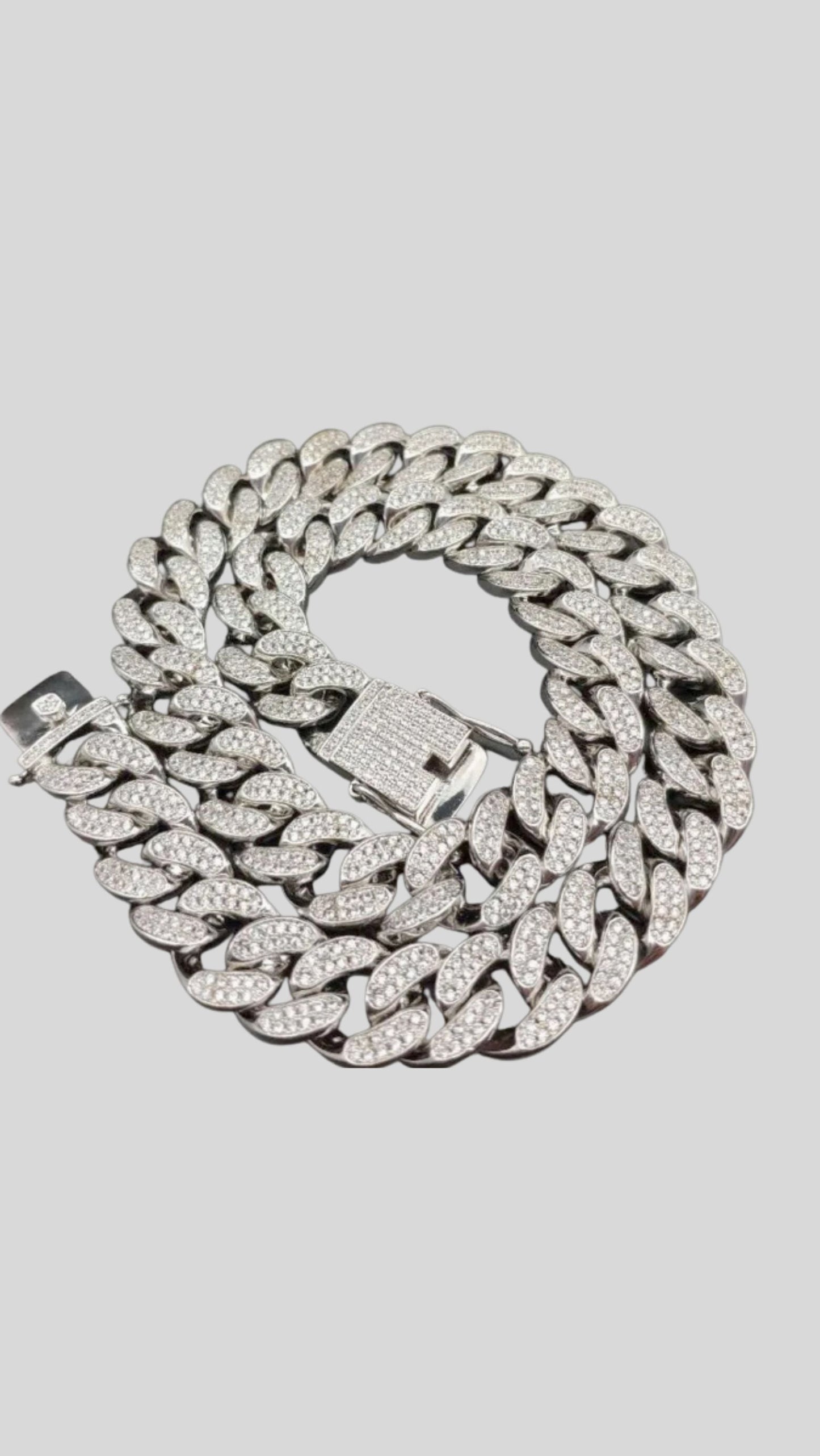 Iced Out Cuban Chain Necklace Stainless Steel