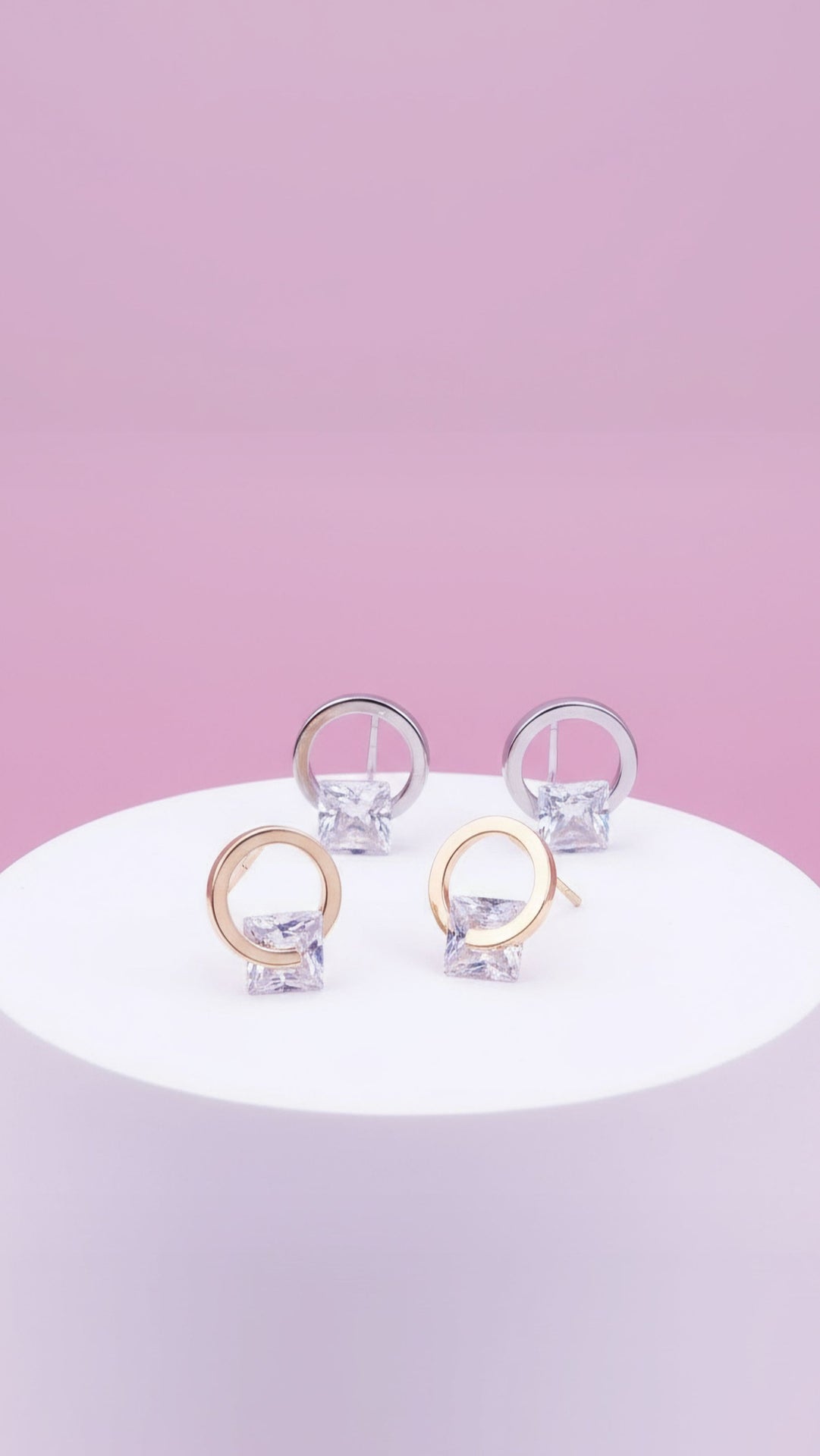 Circular Crystal Stud Earrings