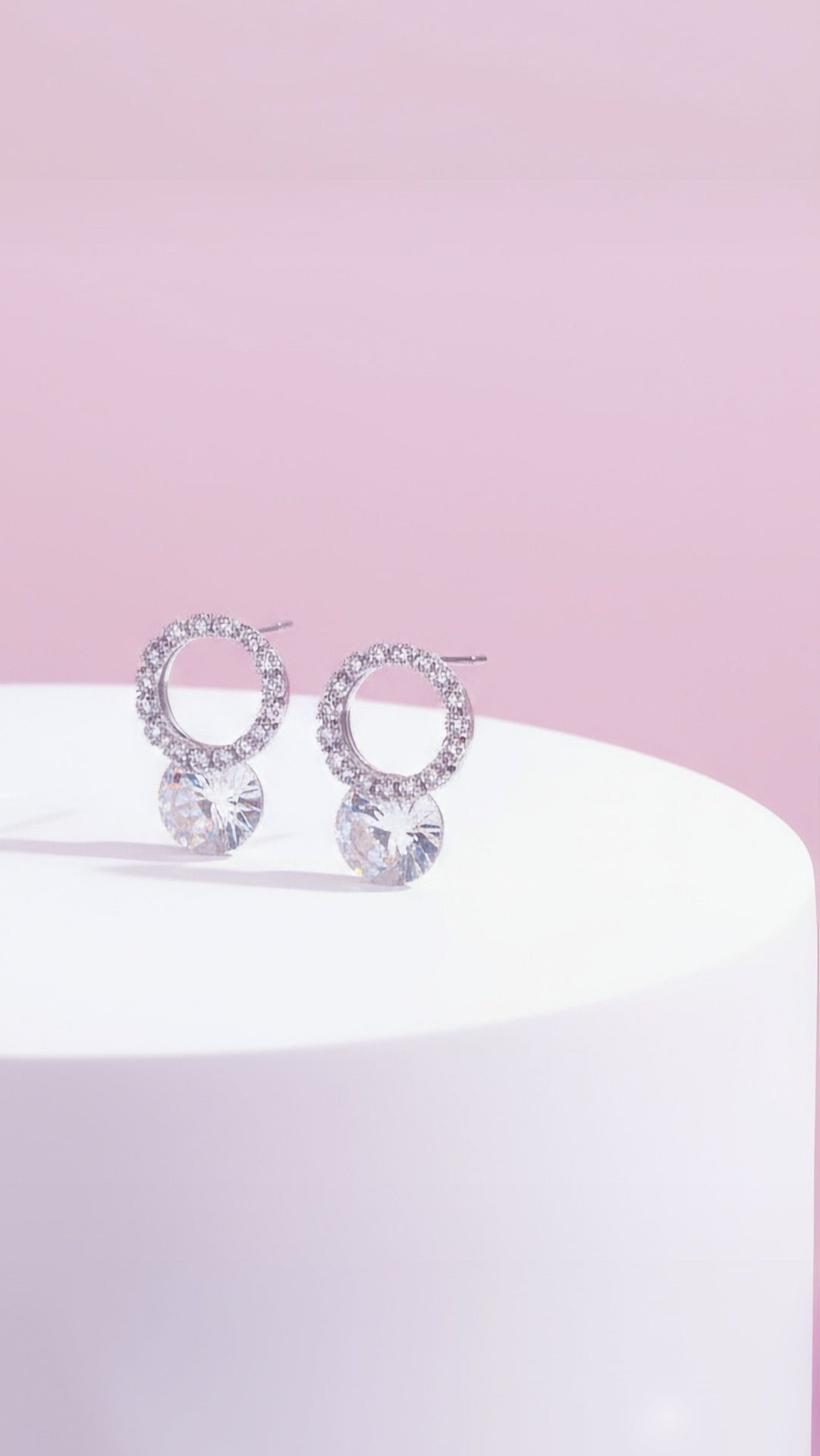 Circular Brilliant Cut Crystal Stud Earrings