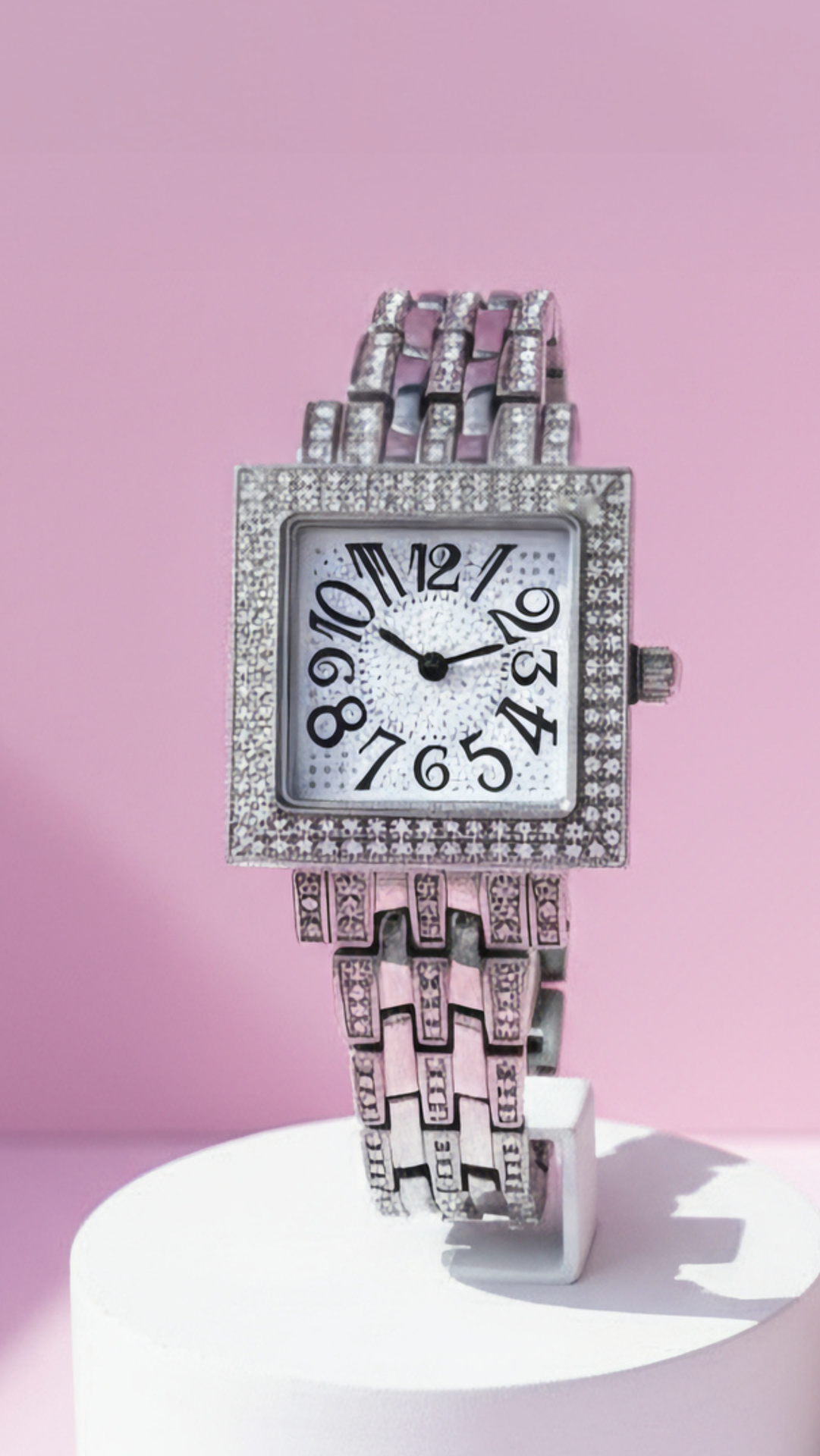 Square Face Crystal Link Watch