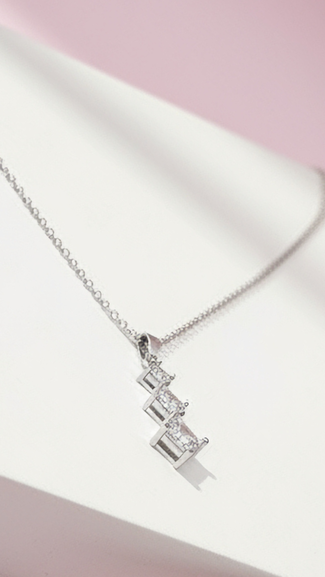 Layered Squares Crystal Pendant Necklace