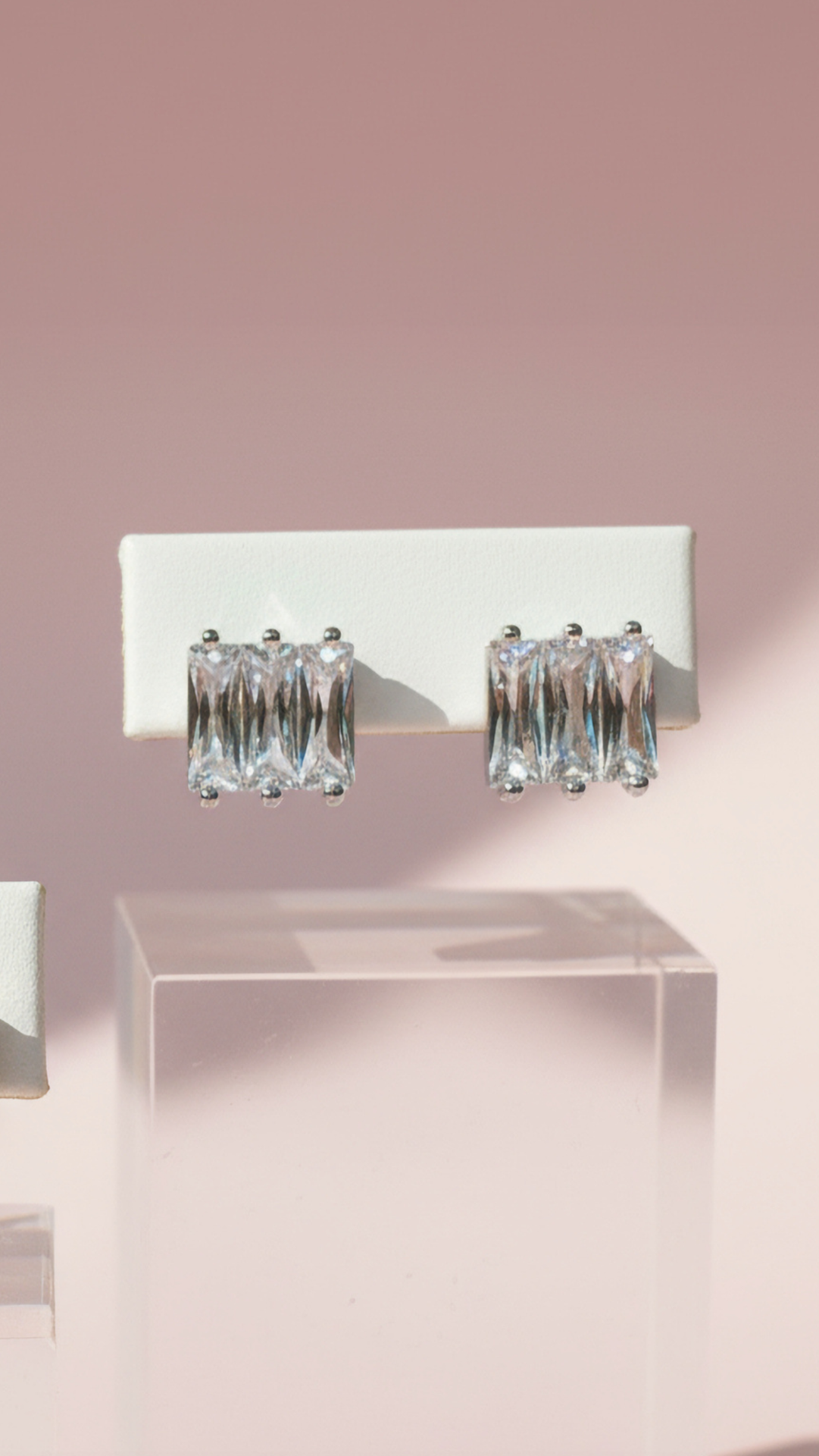 Square Baguette Cut Crystal Stud Earrings