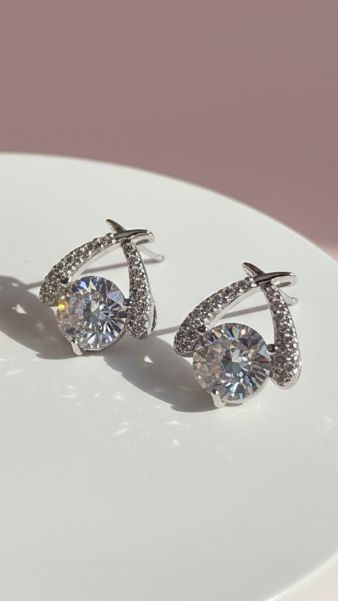 Twisted Solitaire Crystal Stud Earrings