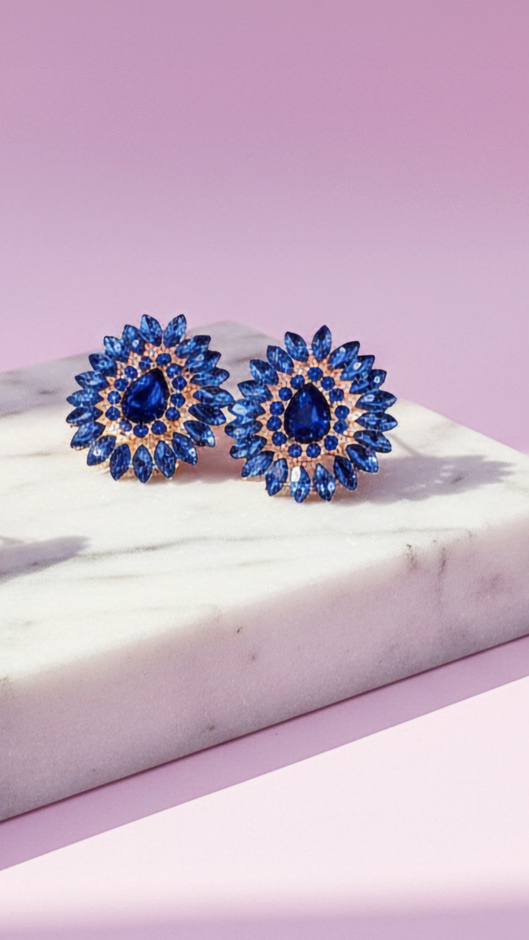 Oval Cluster Crystal Stud Earrings