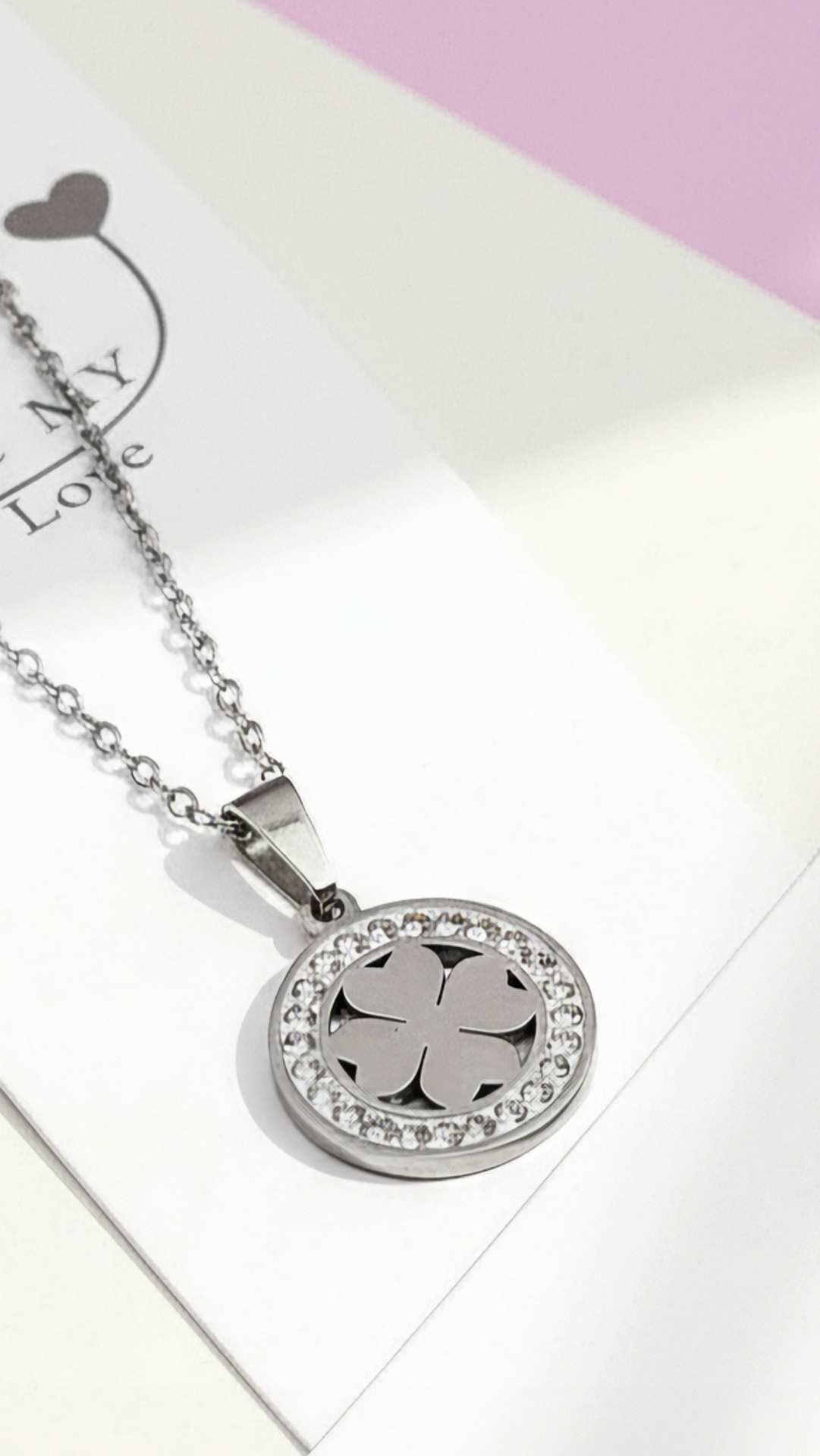 Pavé Crystal Clover Pendant Necklace