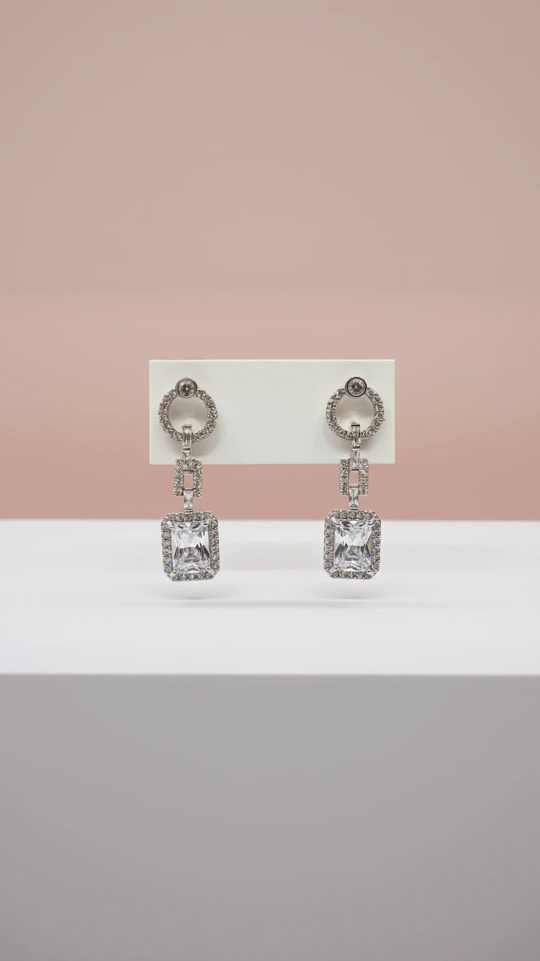 Rectangular Drop & Dangle Crystal Earrings