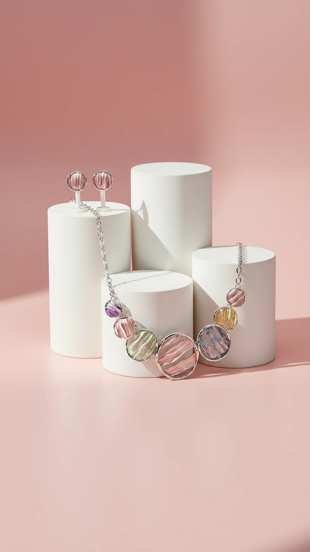 Abstract Circular Necklace & Earrings Set