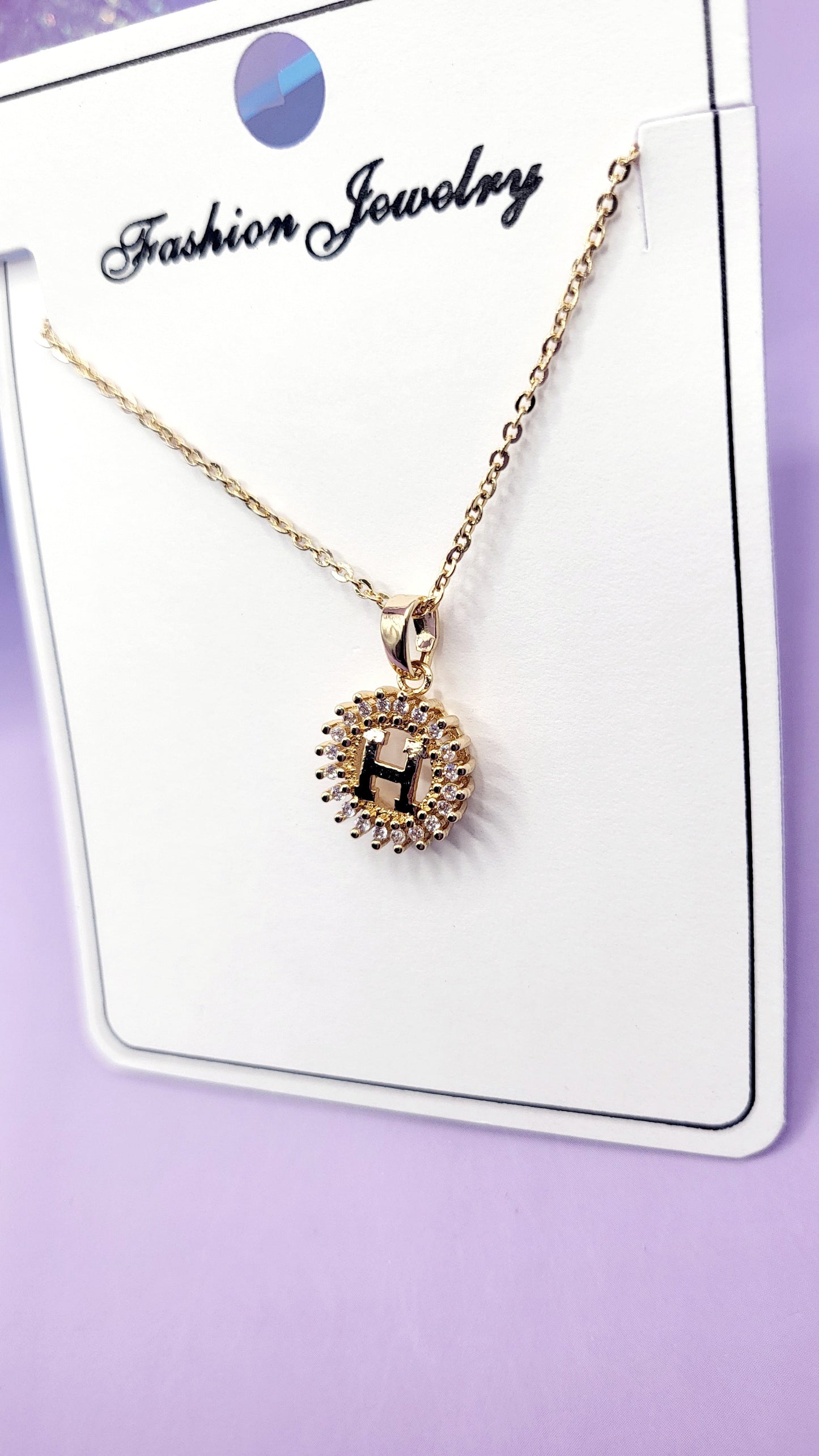 Crystal H Letter Necklace