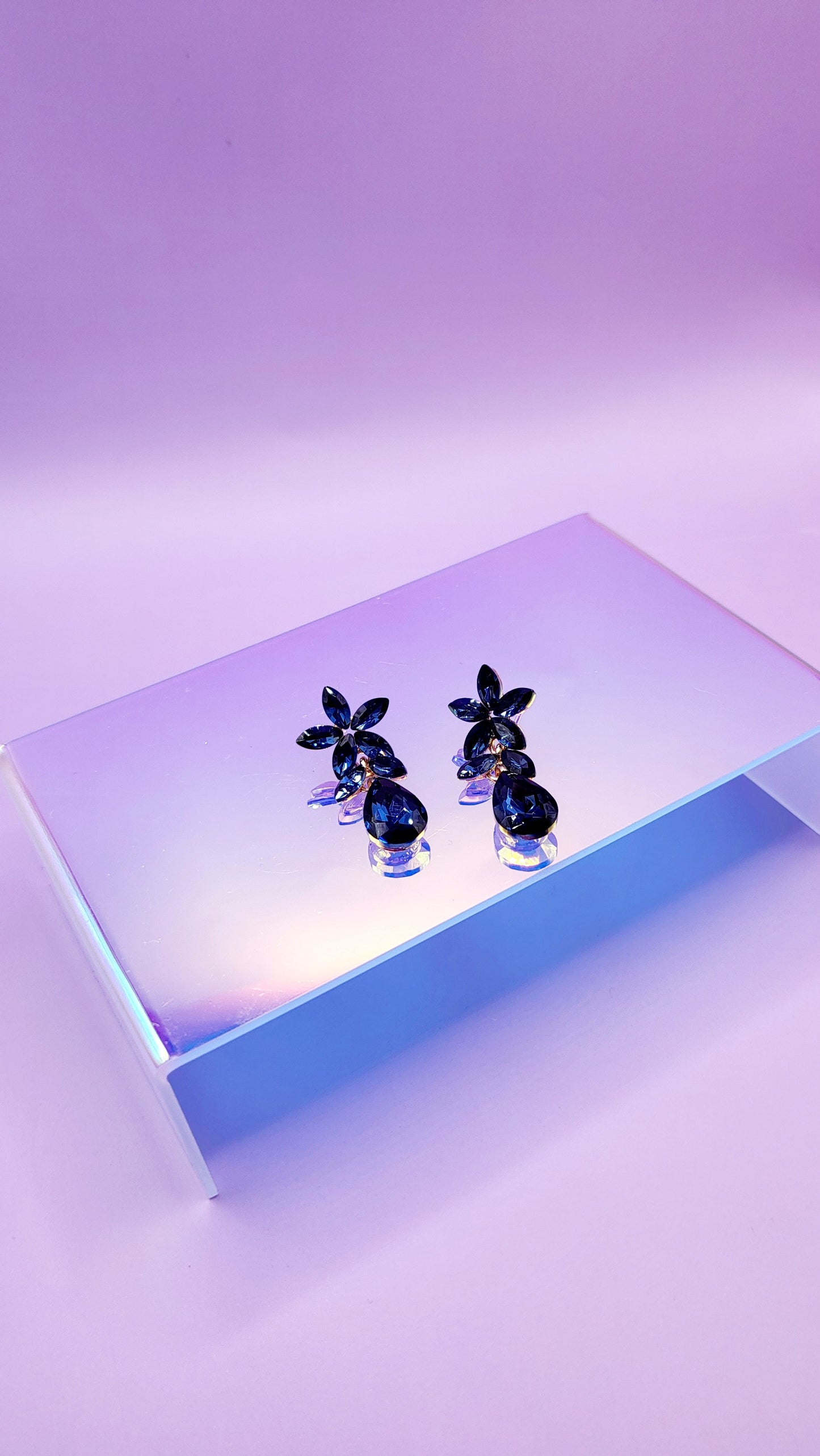 Navy Crystal Drop and Dangle Earrings