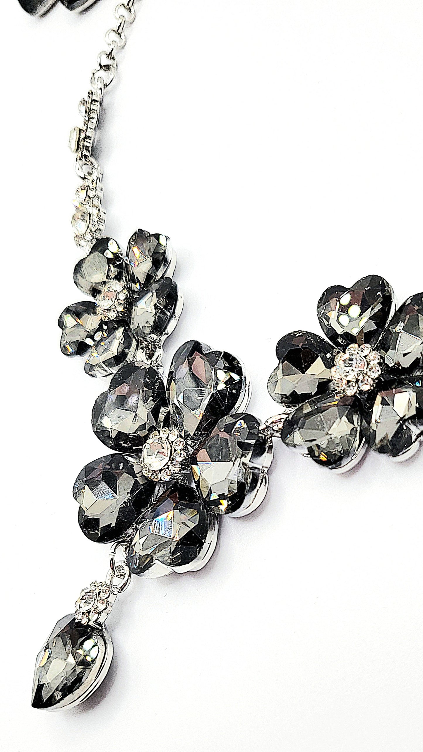 Flower Cluster Crystal Necklace Set