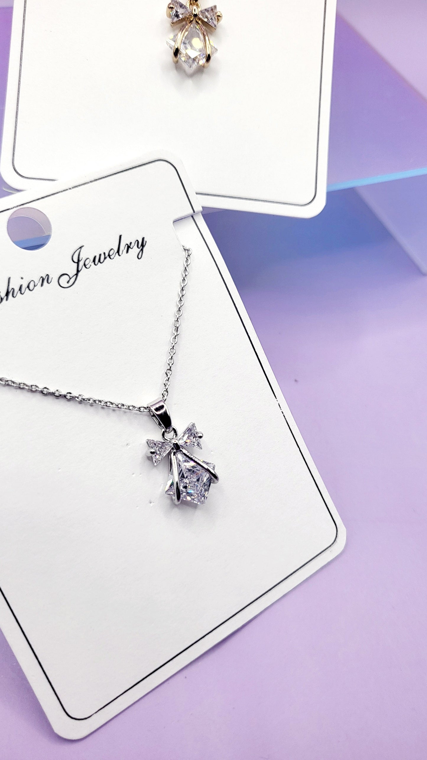Crystal Pretty Bow Necklace