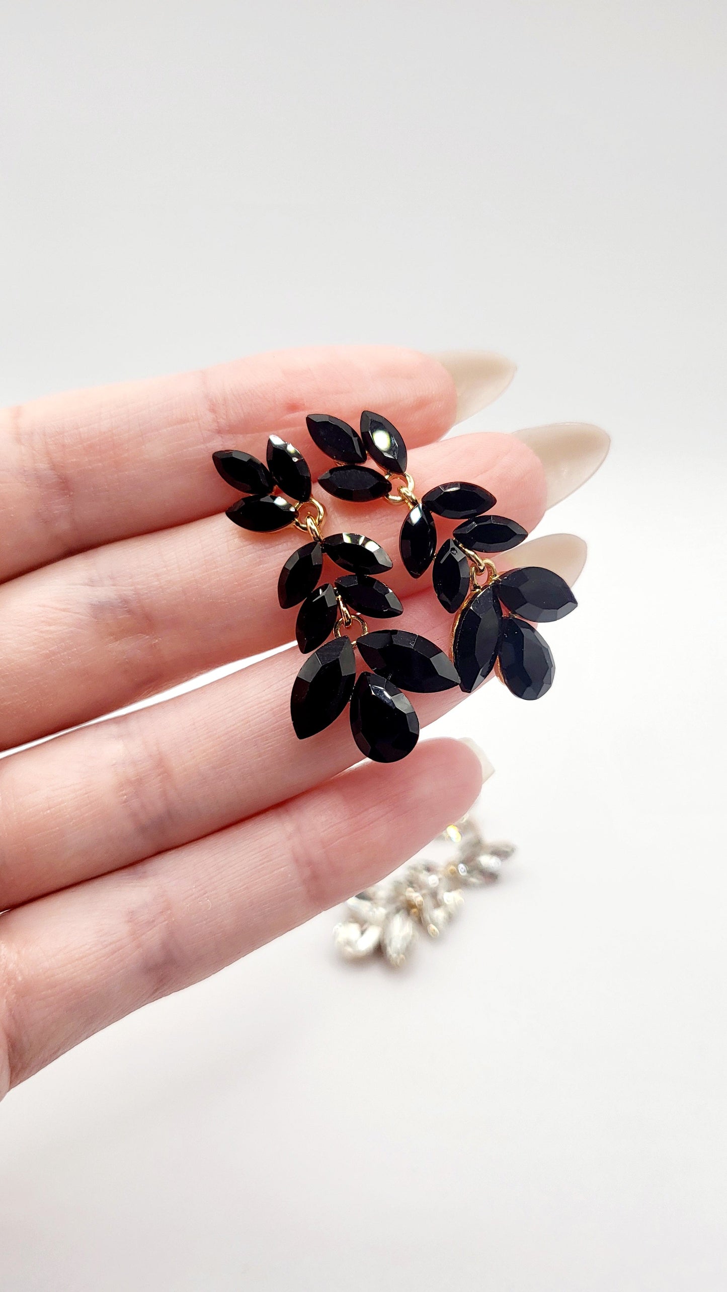 Black Crystal Drop and Dangle Earrings