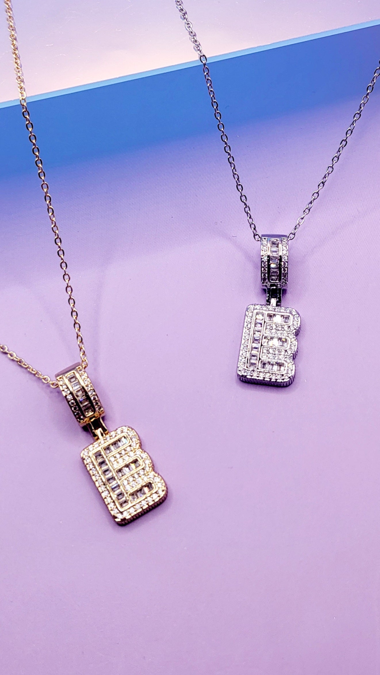 Crystal Initial Necklace Letter E