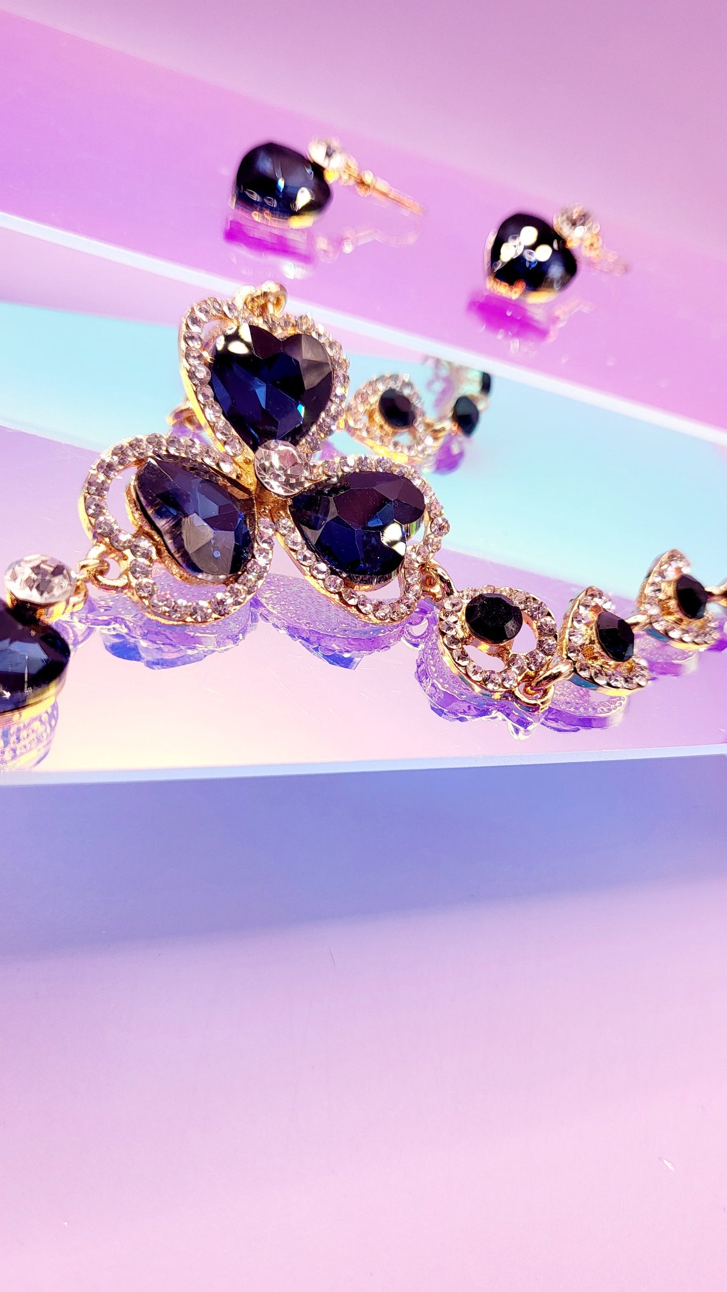 Amore Crystal Duo Necklace & Earrings