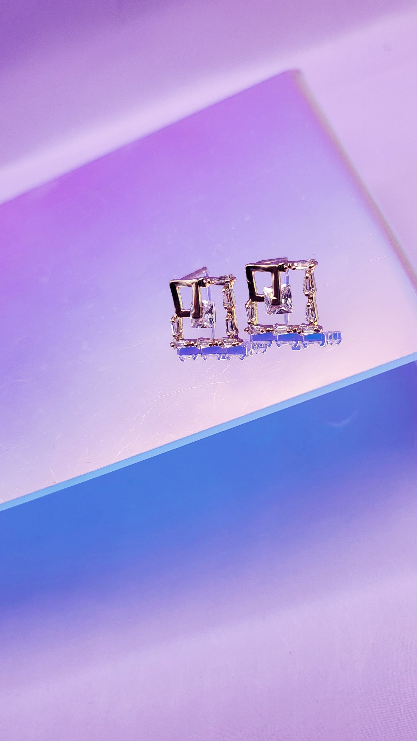 Square Crystal Stud Earring
