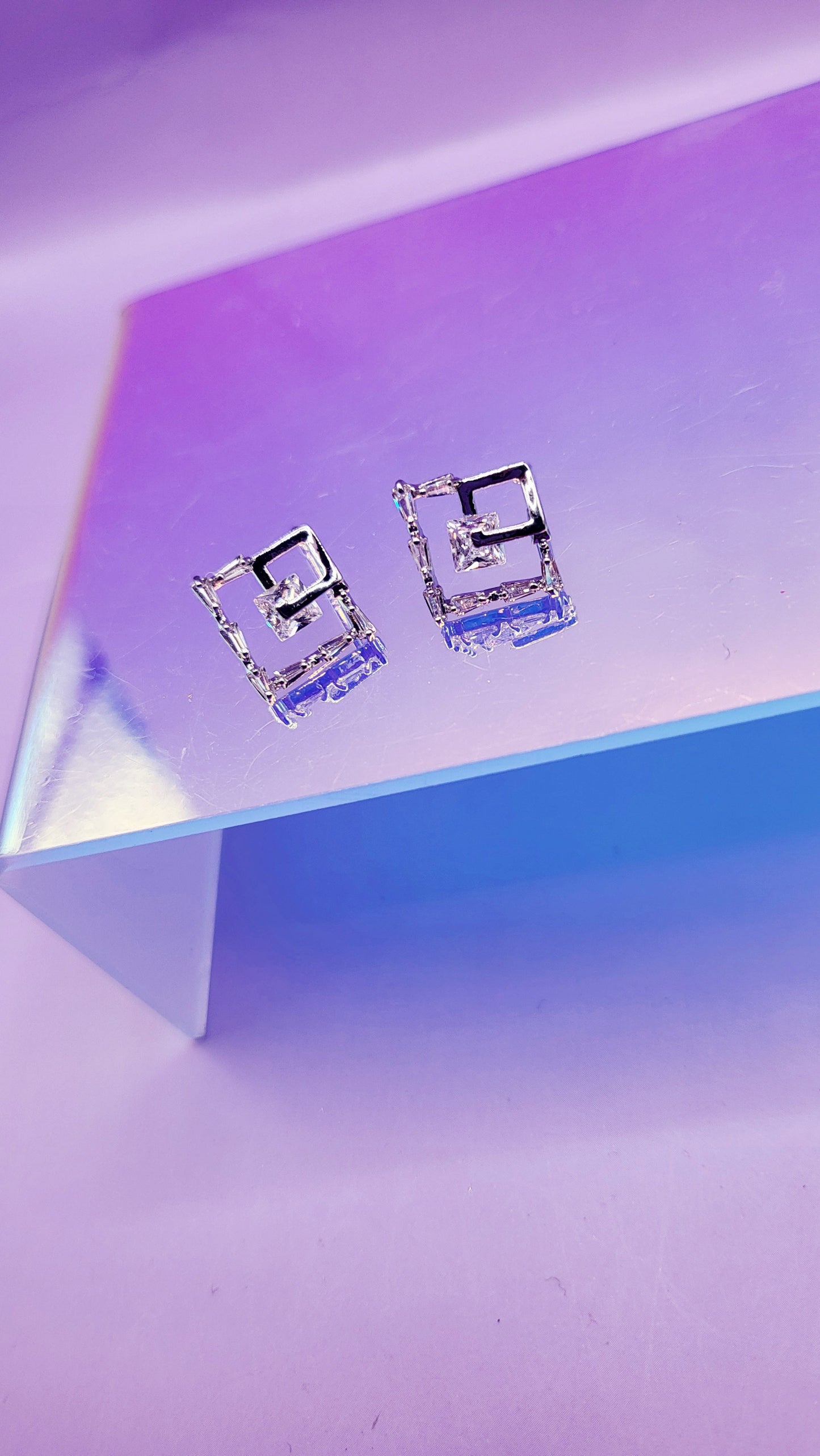 Square Crystal Stud Earring
