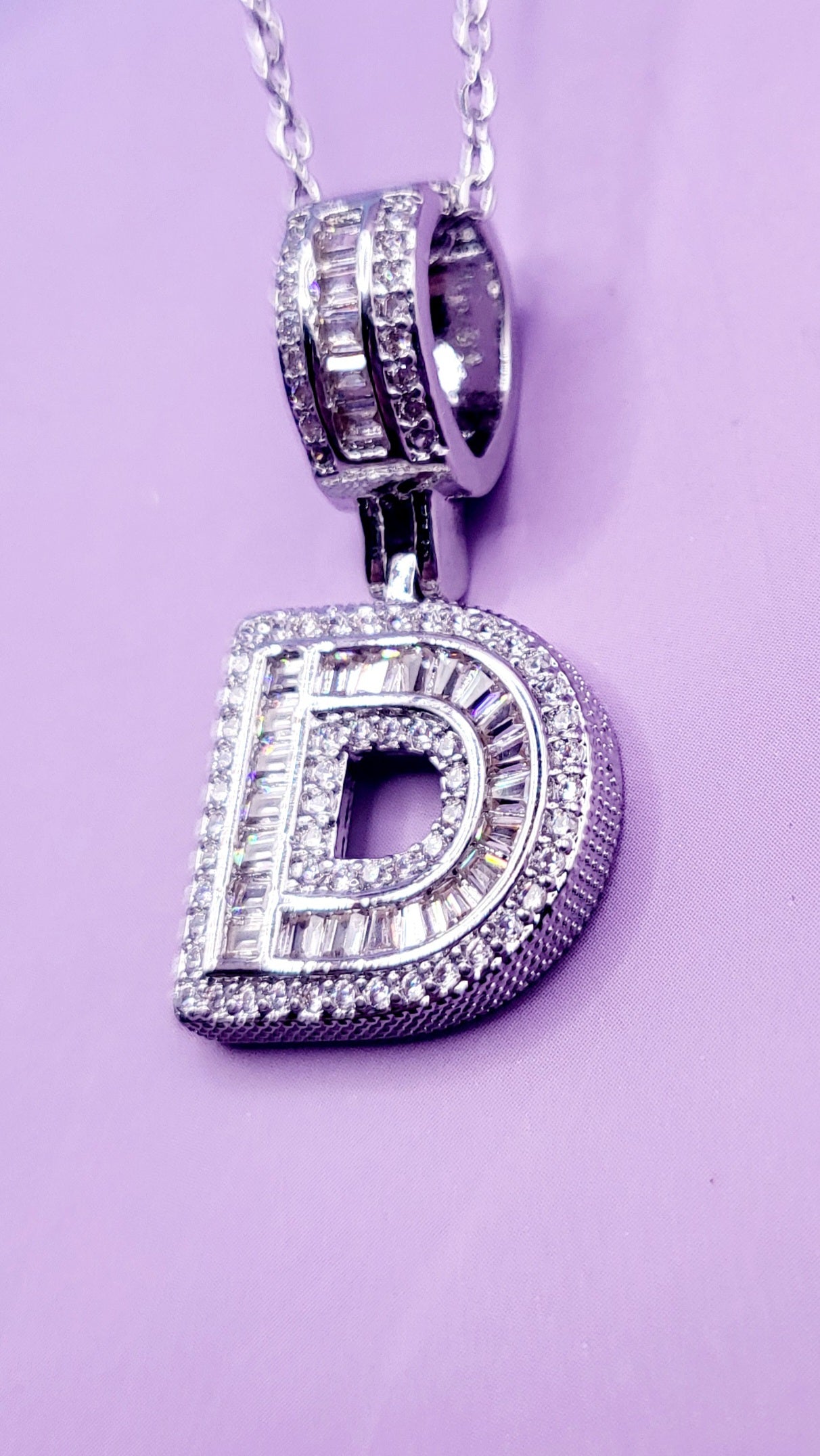 Crystal Initial Necklace Letter D