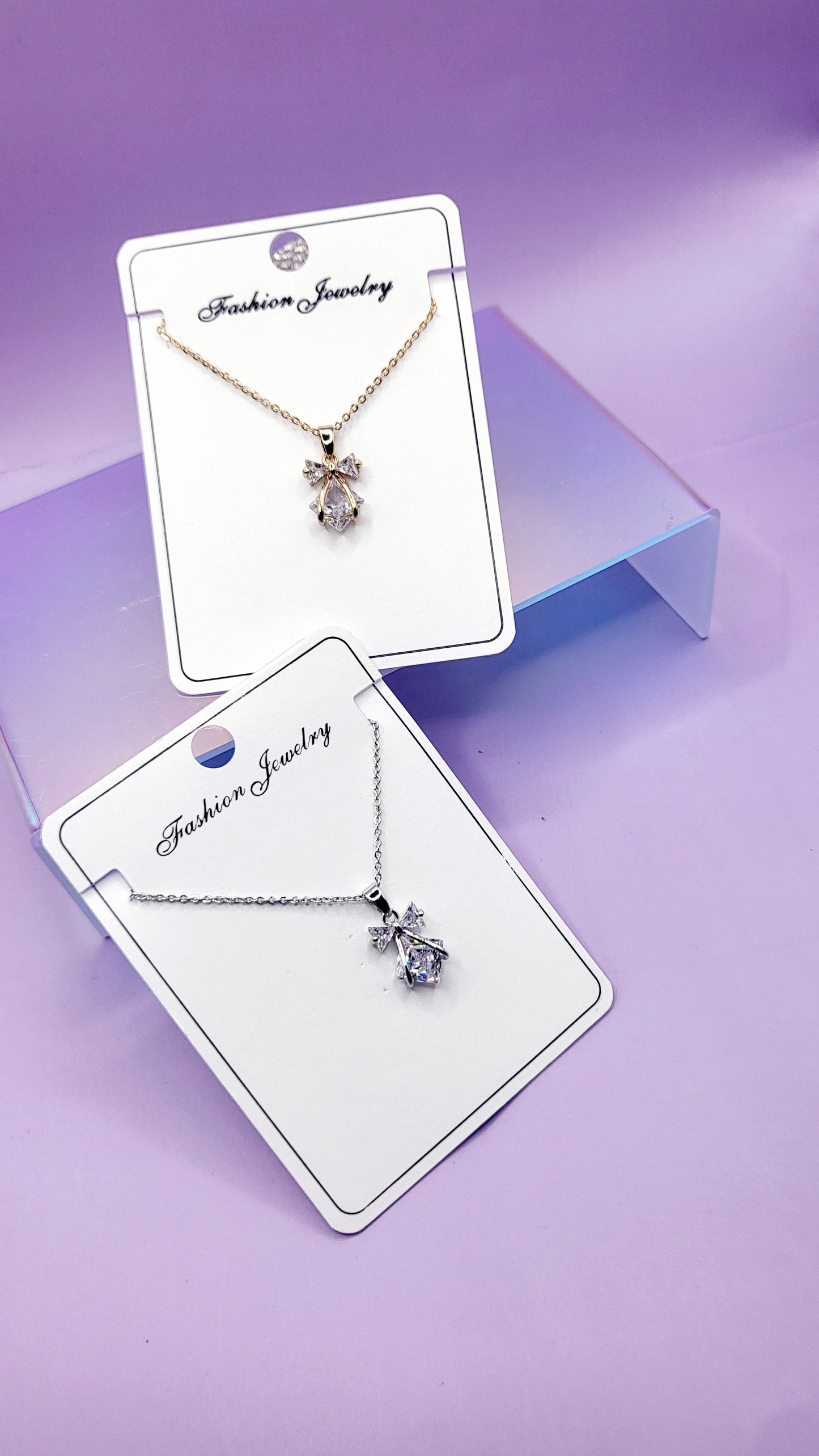 Crystal Pretty Bow Necklace