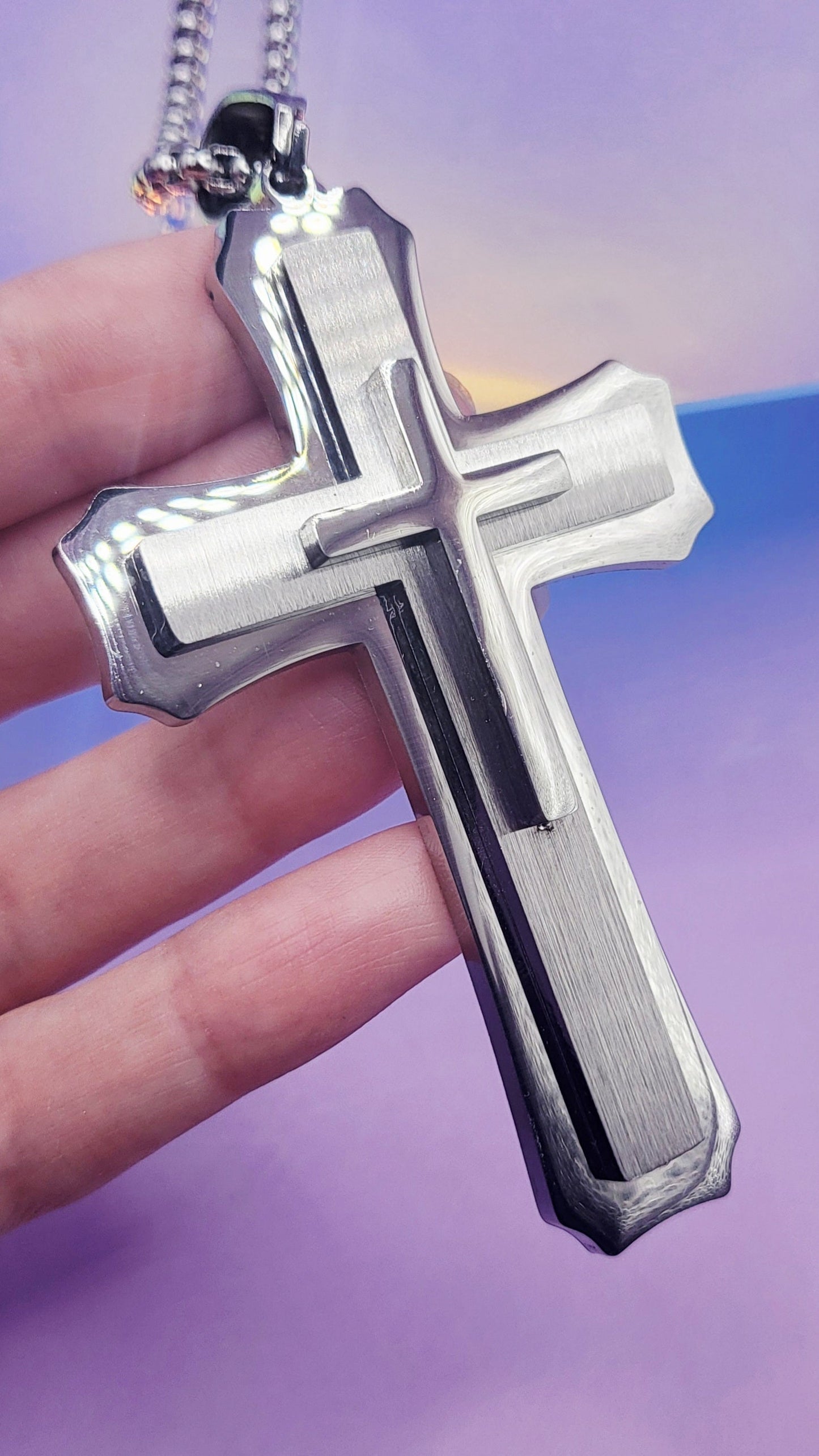 Bold Silver Cross Necklace