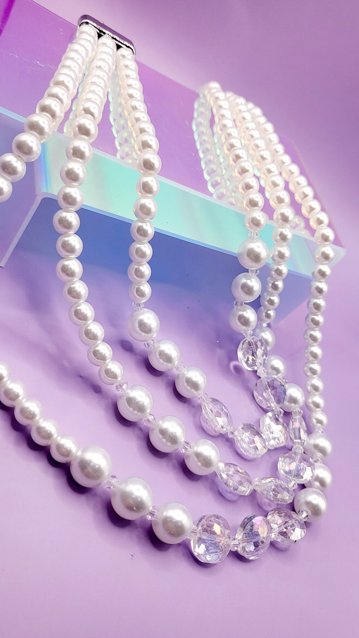 Lustrous Pearl Crystal Necklace