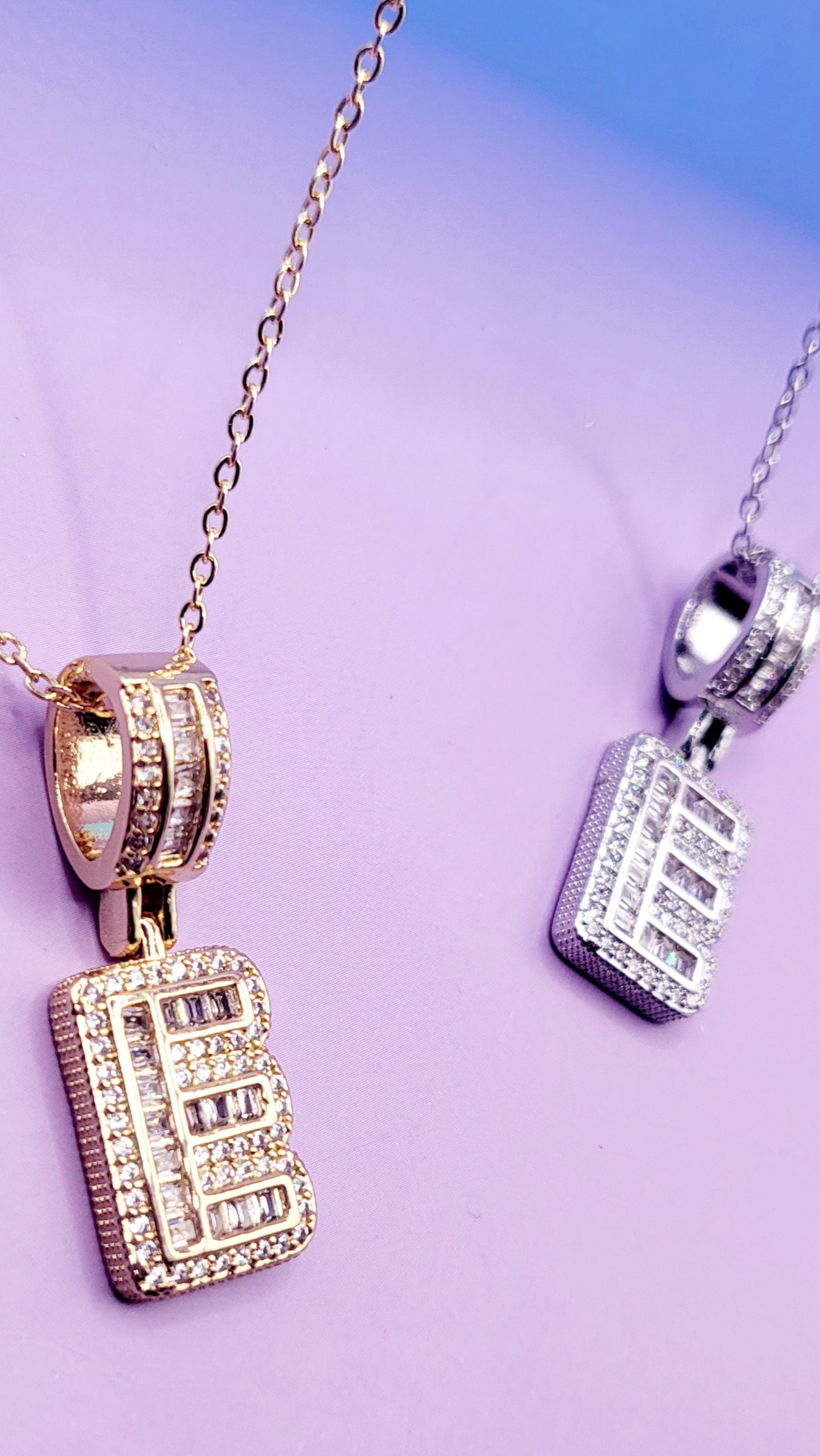 Crystal Initial Necklace Letter E