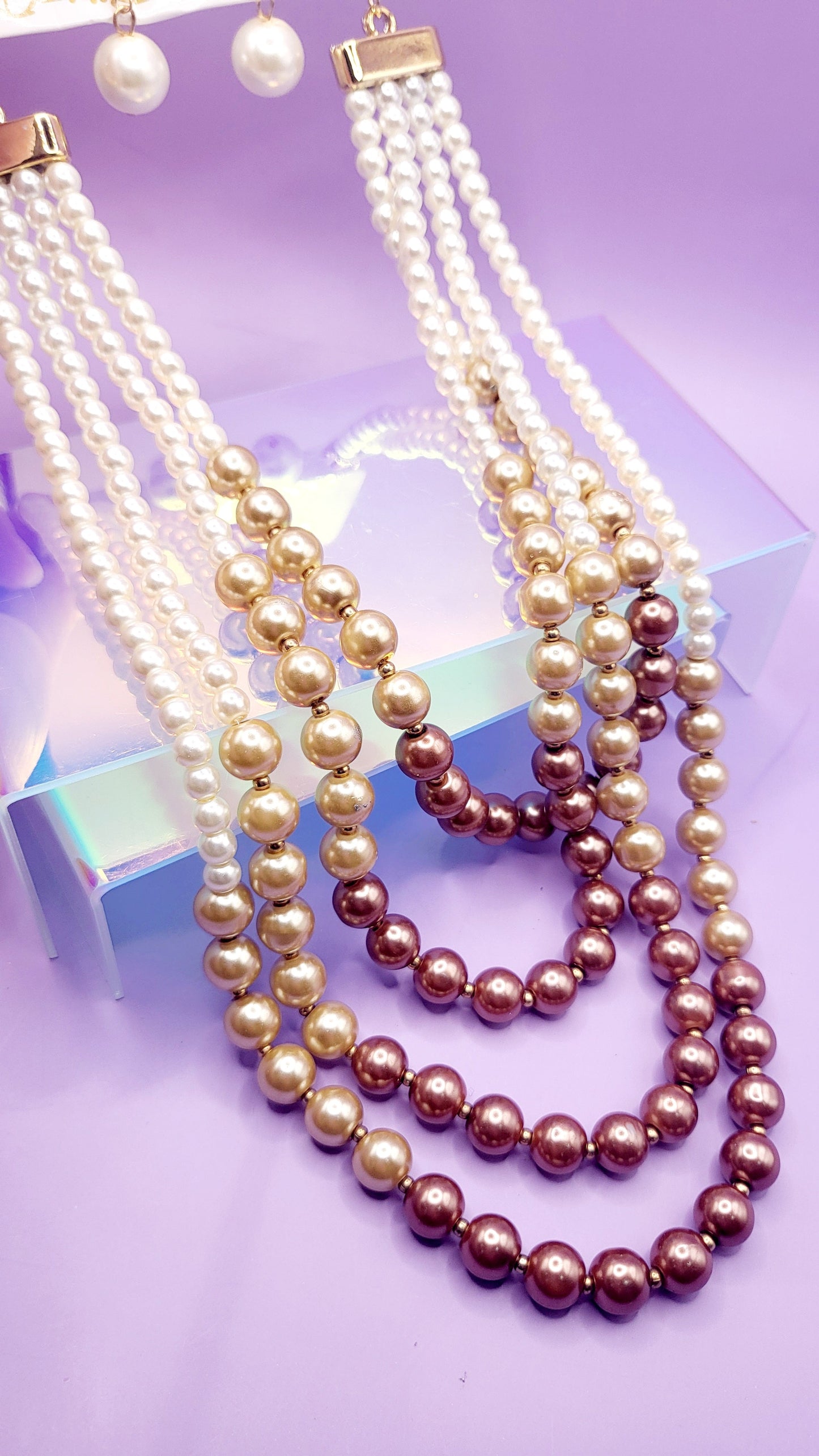 Lush Pearl Multi Layer Necklace & Earrings