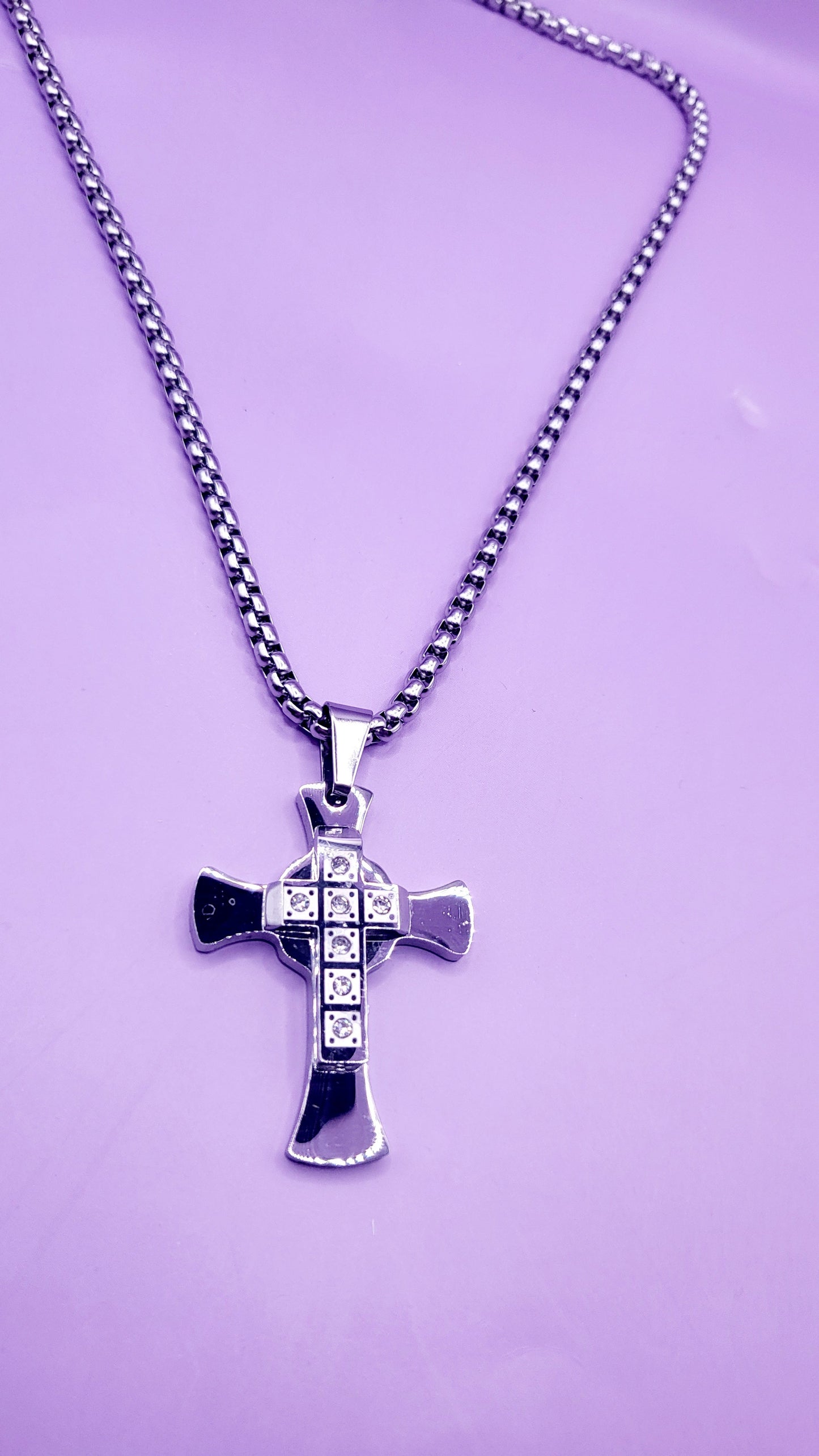 Layered Silver Cross Necklace