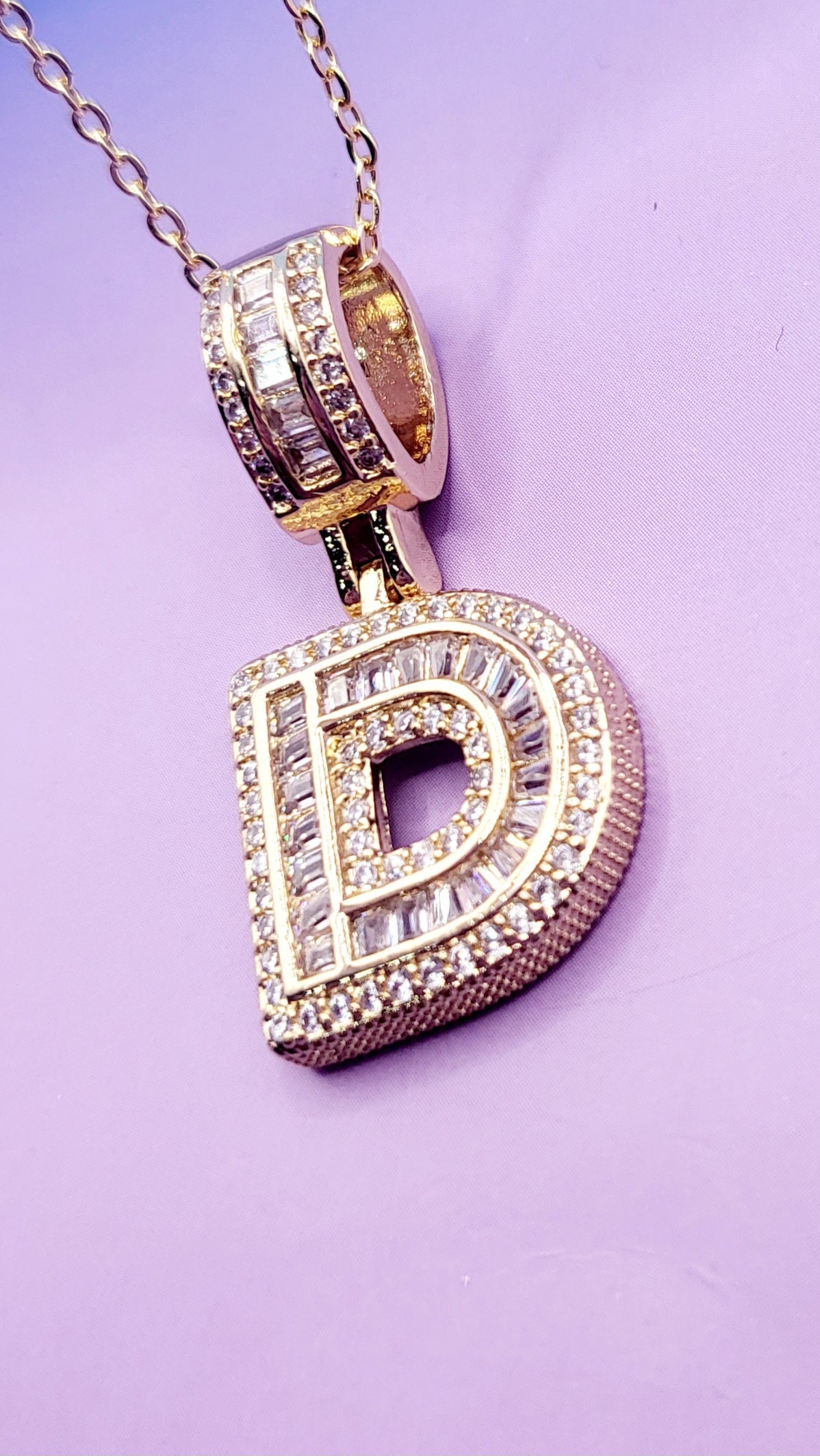 Crystal Initial Necklace Letter D